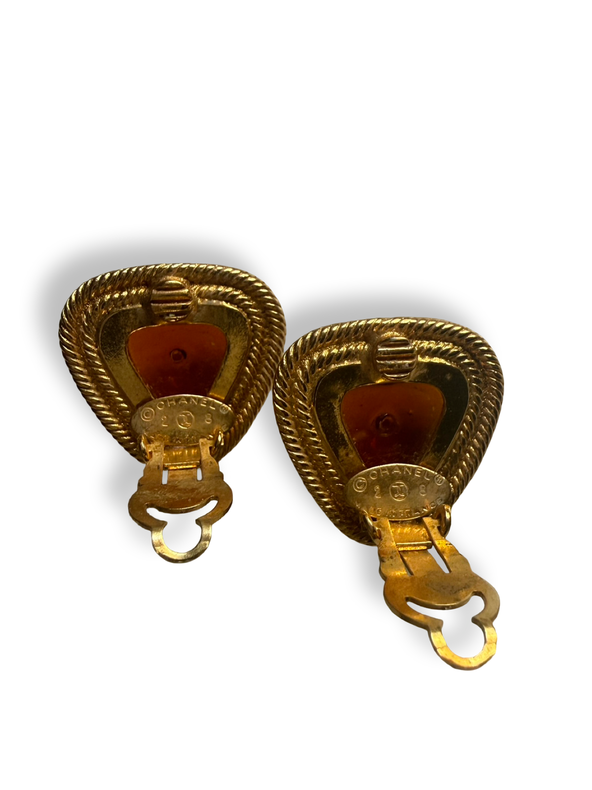 Chanel Vintage Amber Glass Earrings
