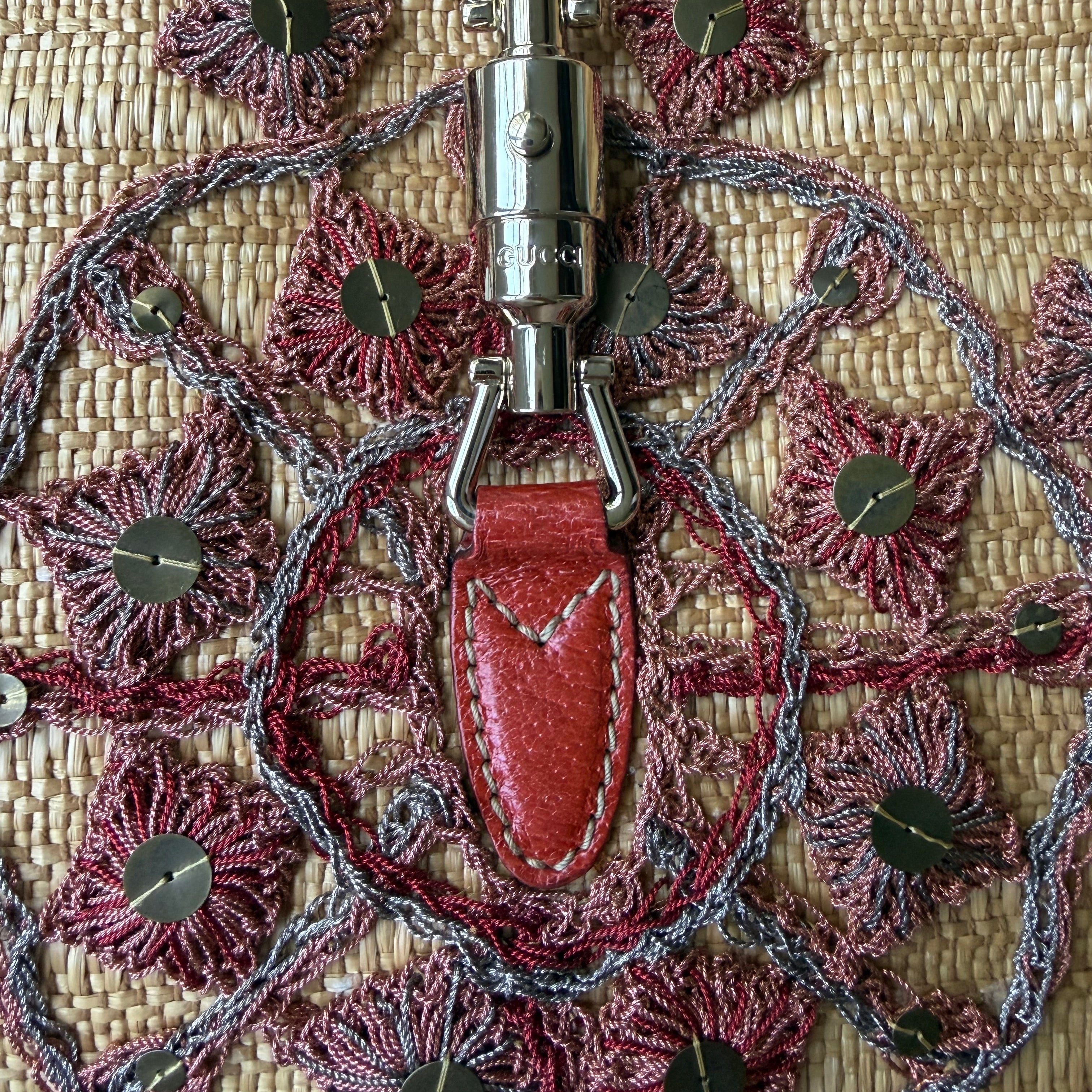 Gucci Limited Edition Jackie Embroidered Raffia Hobo