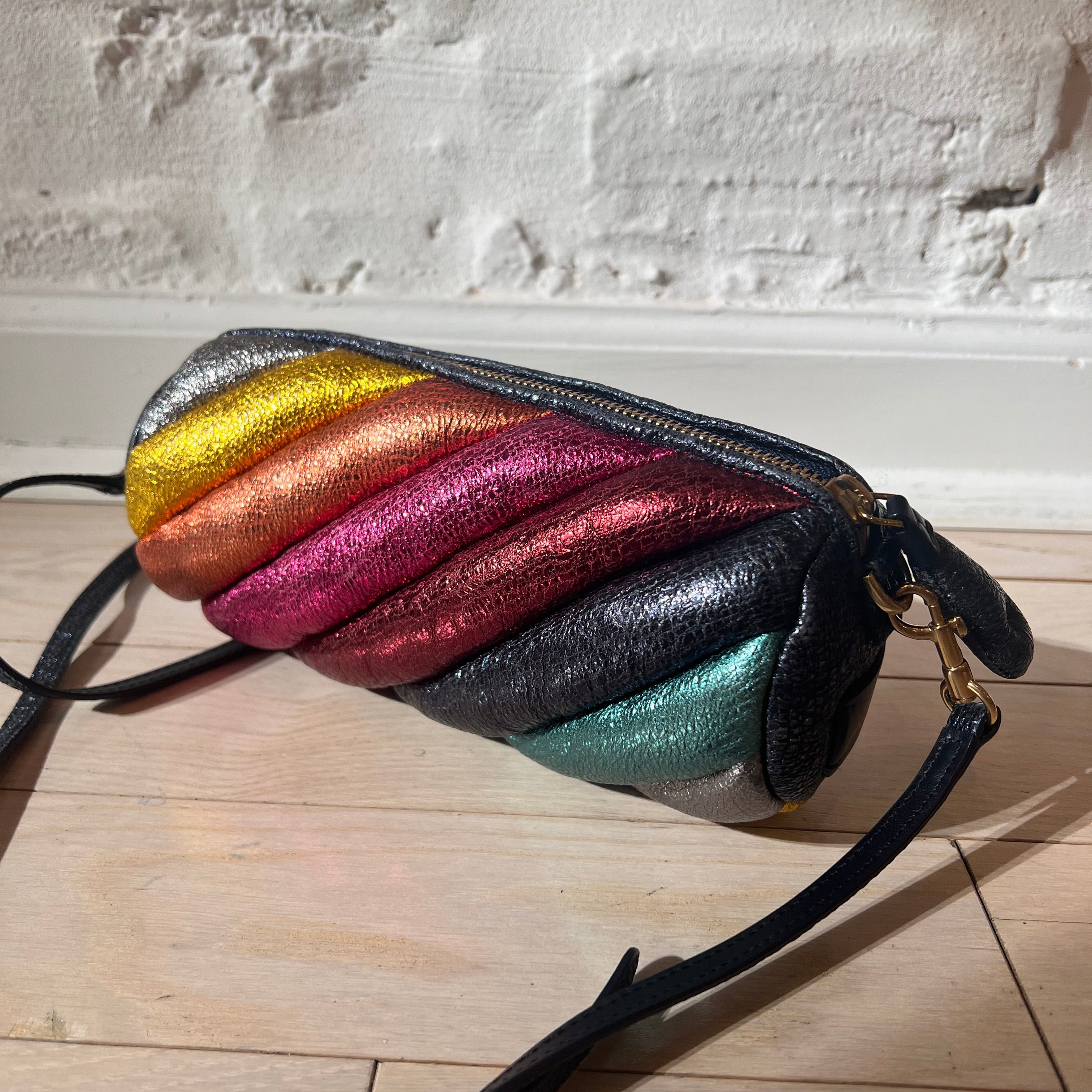 Rainbow Mettalic Leather Cross Body Bag Authentic Anya Hindmarch