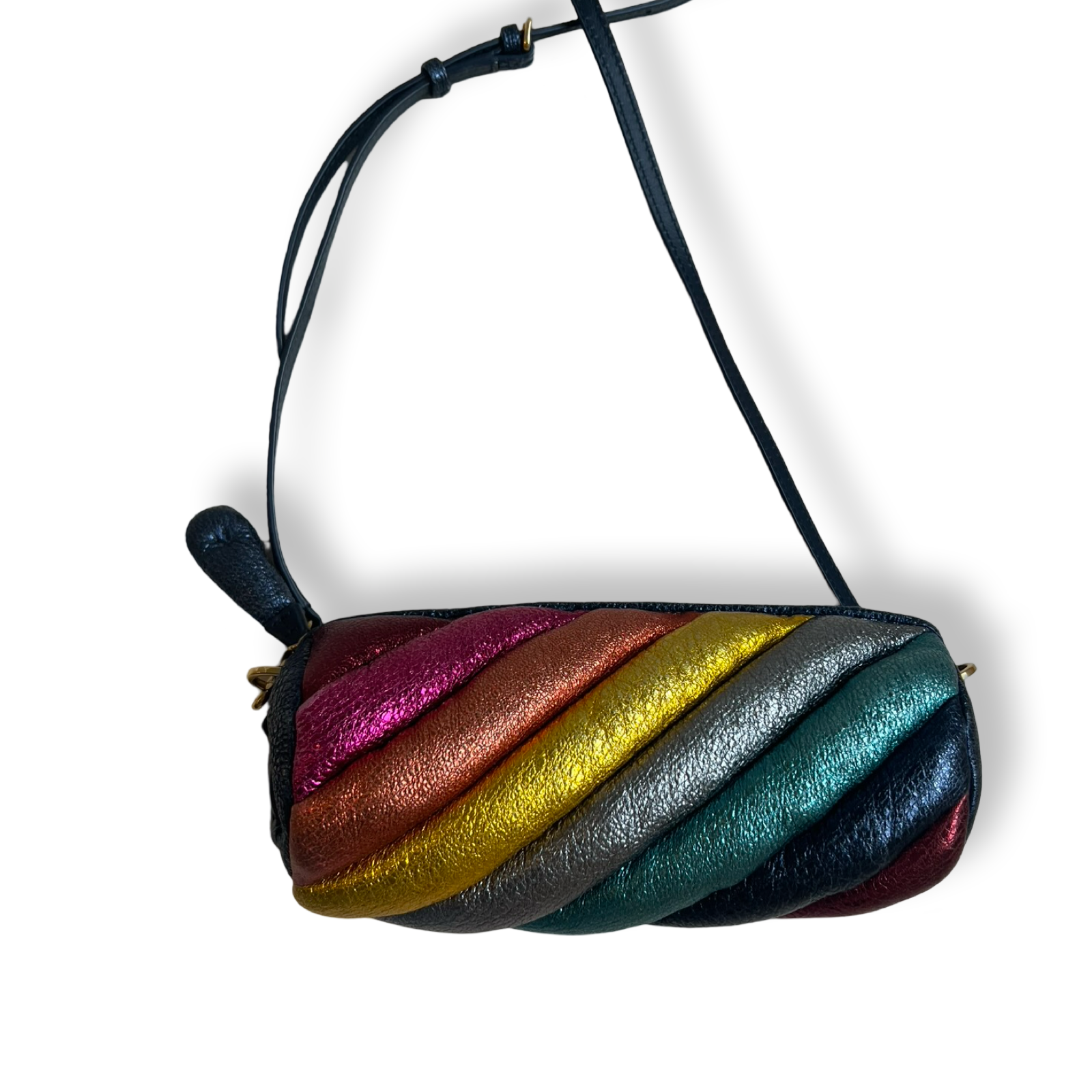 Rainbow Metallic leather multi color twist bag