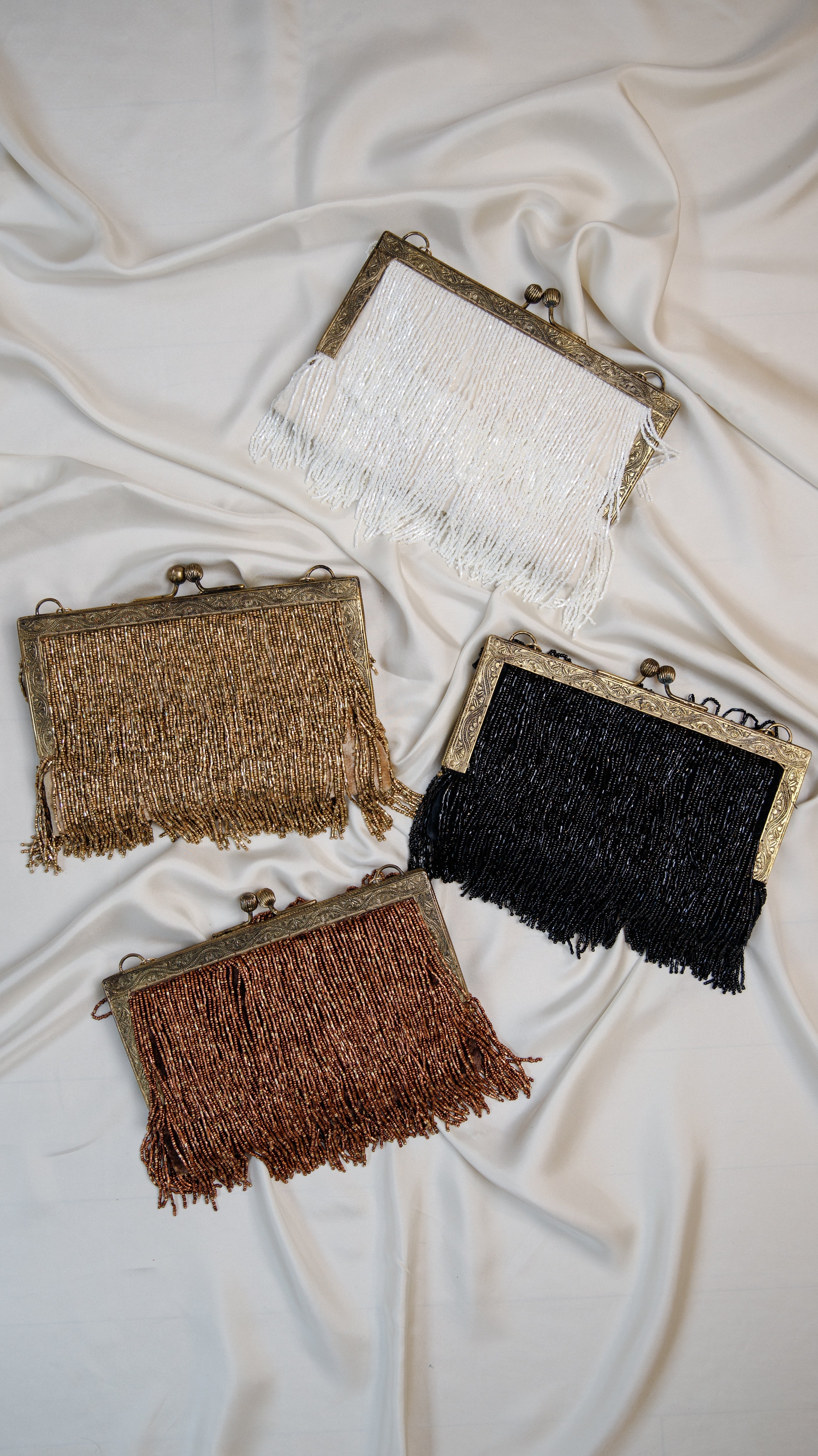 Hand made vintage inspired one of a kind fully beaded fringe evening bag Island to East Side X the Vintage New Yorker
