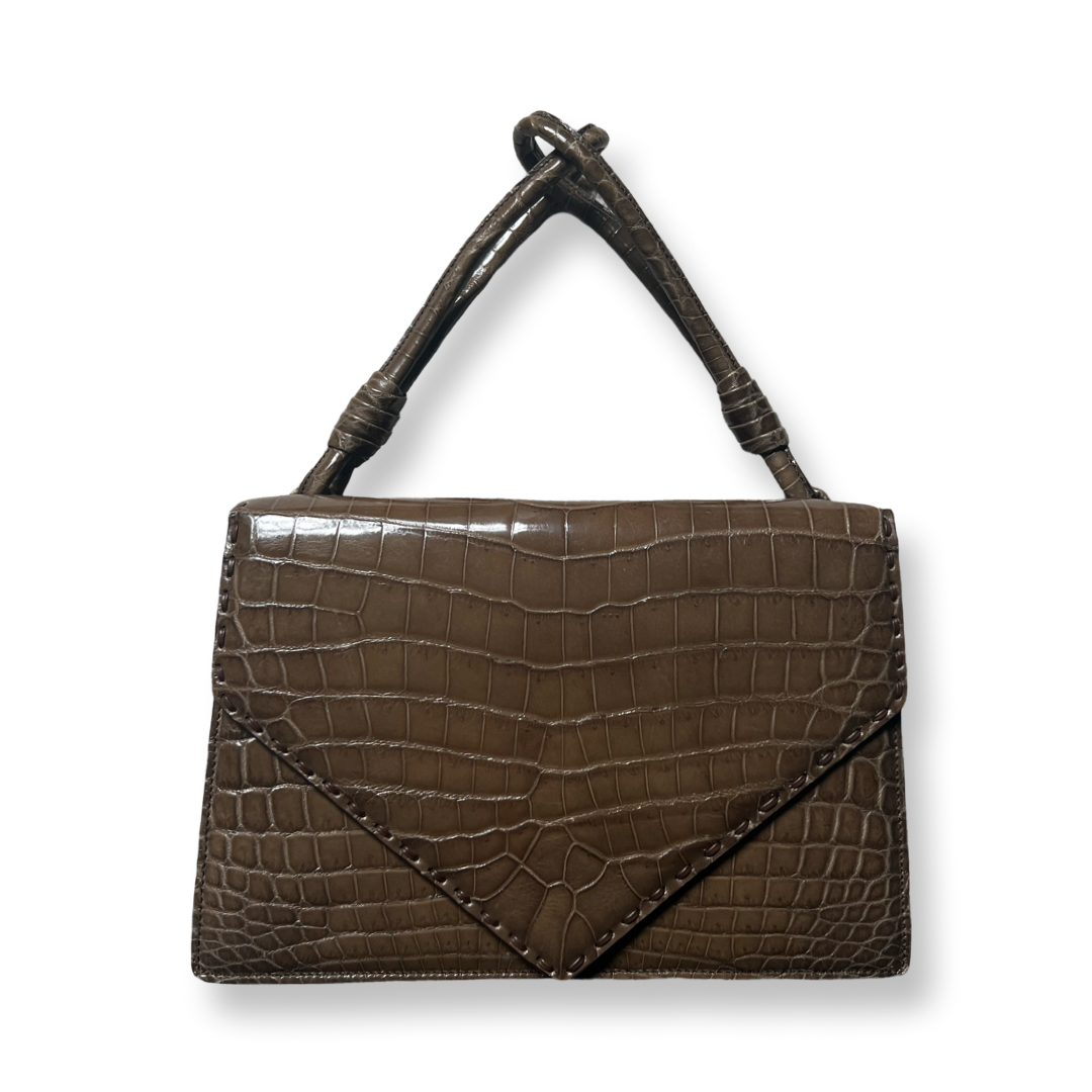 Bottega old piano bag croc leather light brown taupe