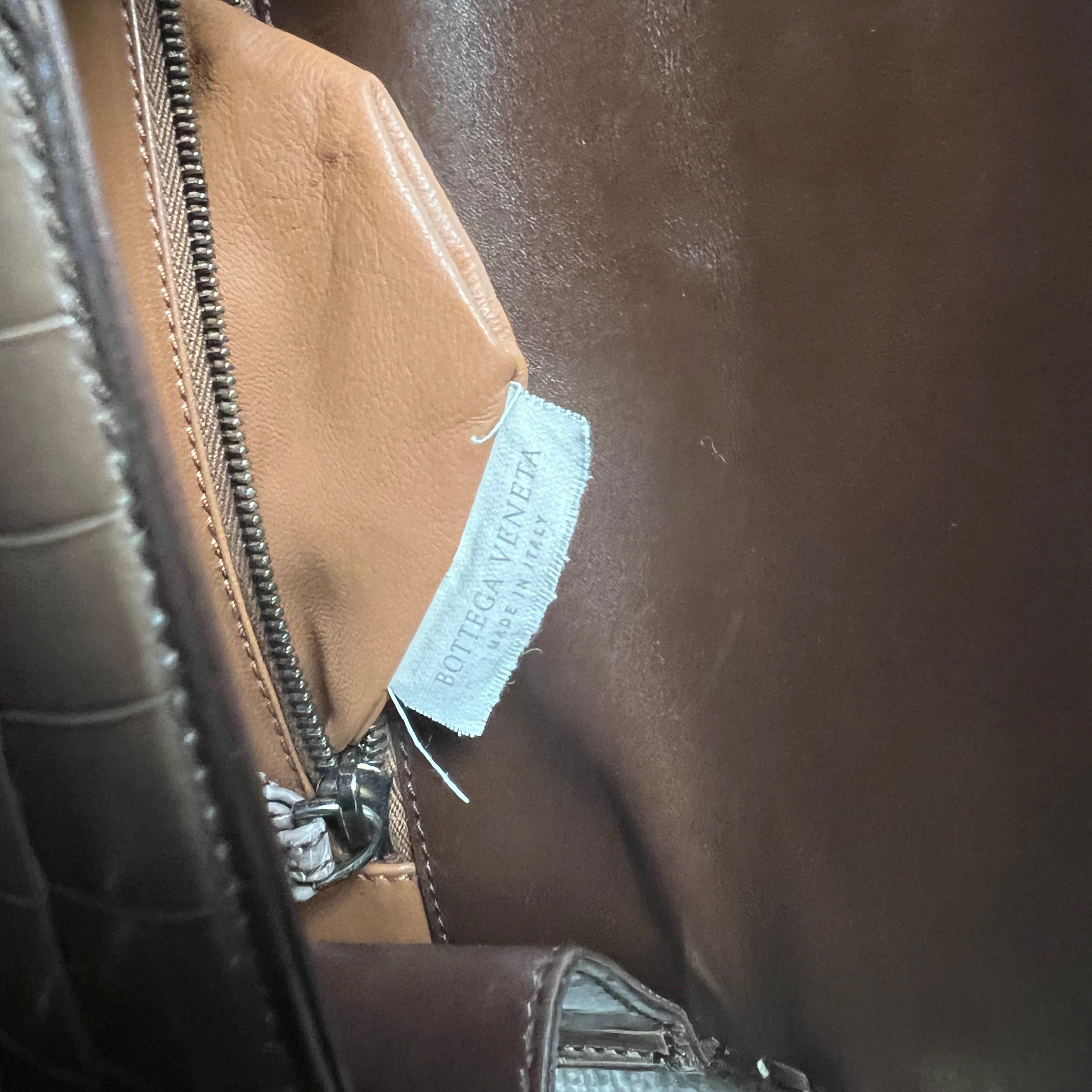 authentic bottega croc leather brown