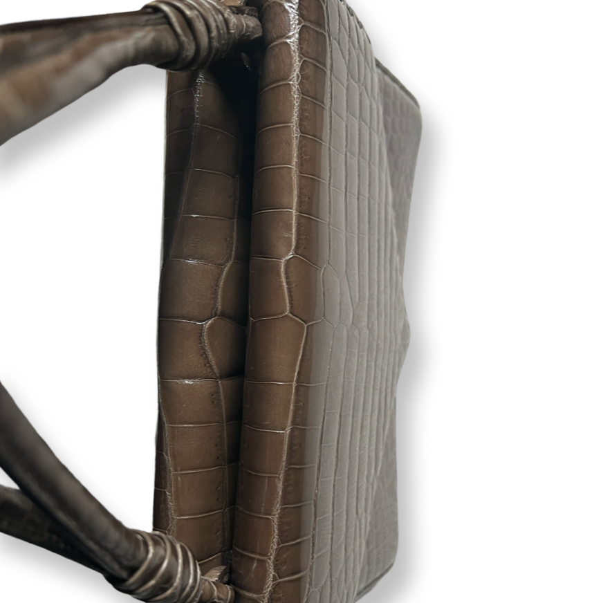 Bottega Exotic skin authentic handbag croc taupe