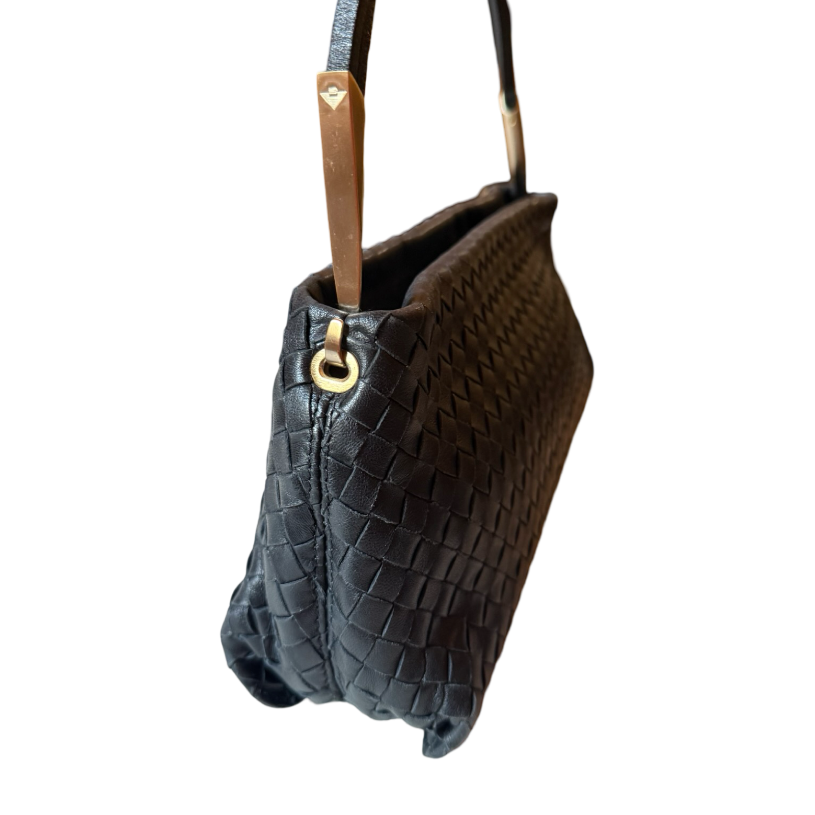Old bottega authentic black leather bag silver hardware