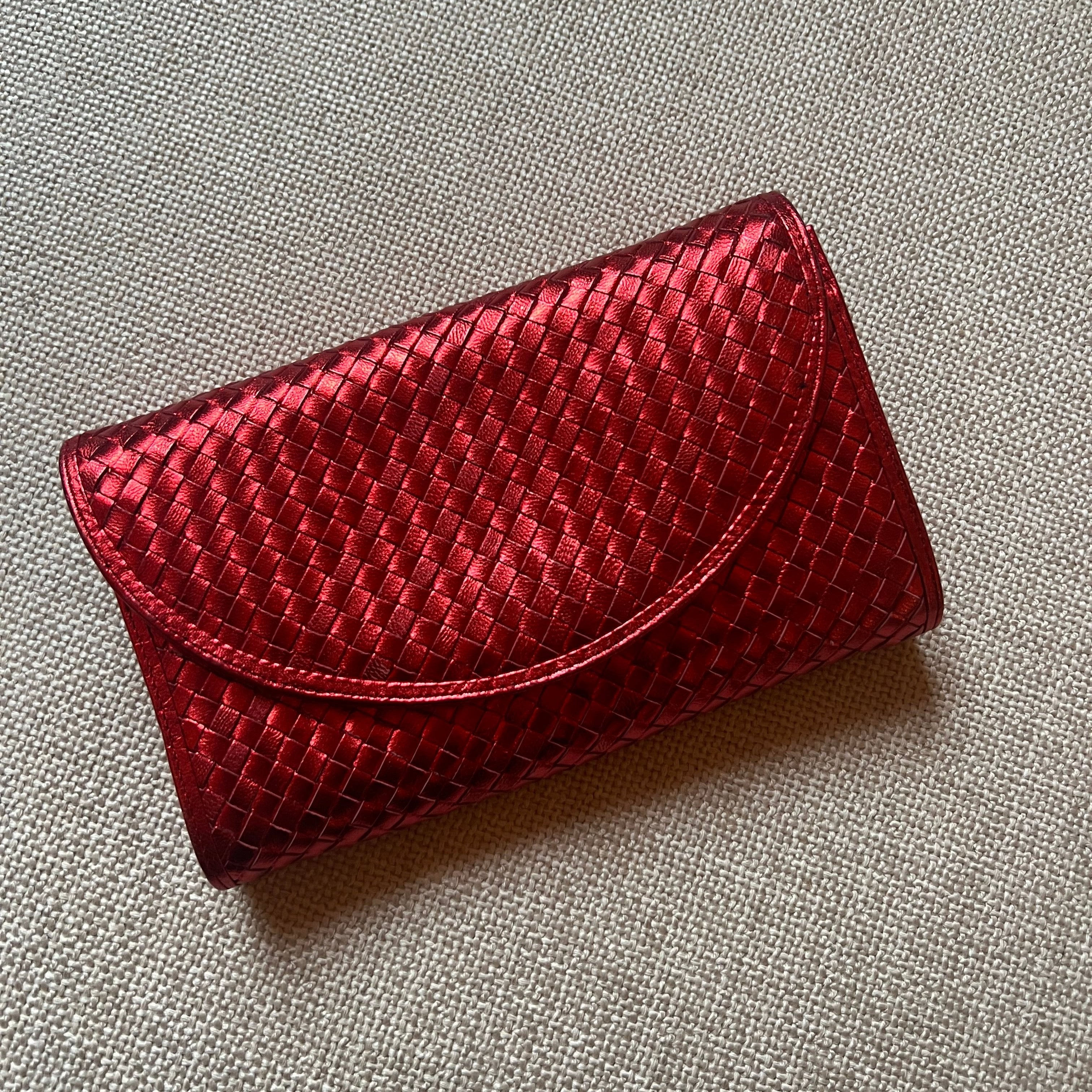 Vintage bottega basket weave clutch metallic clutch