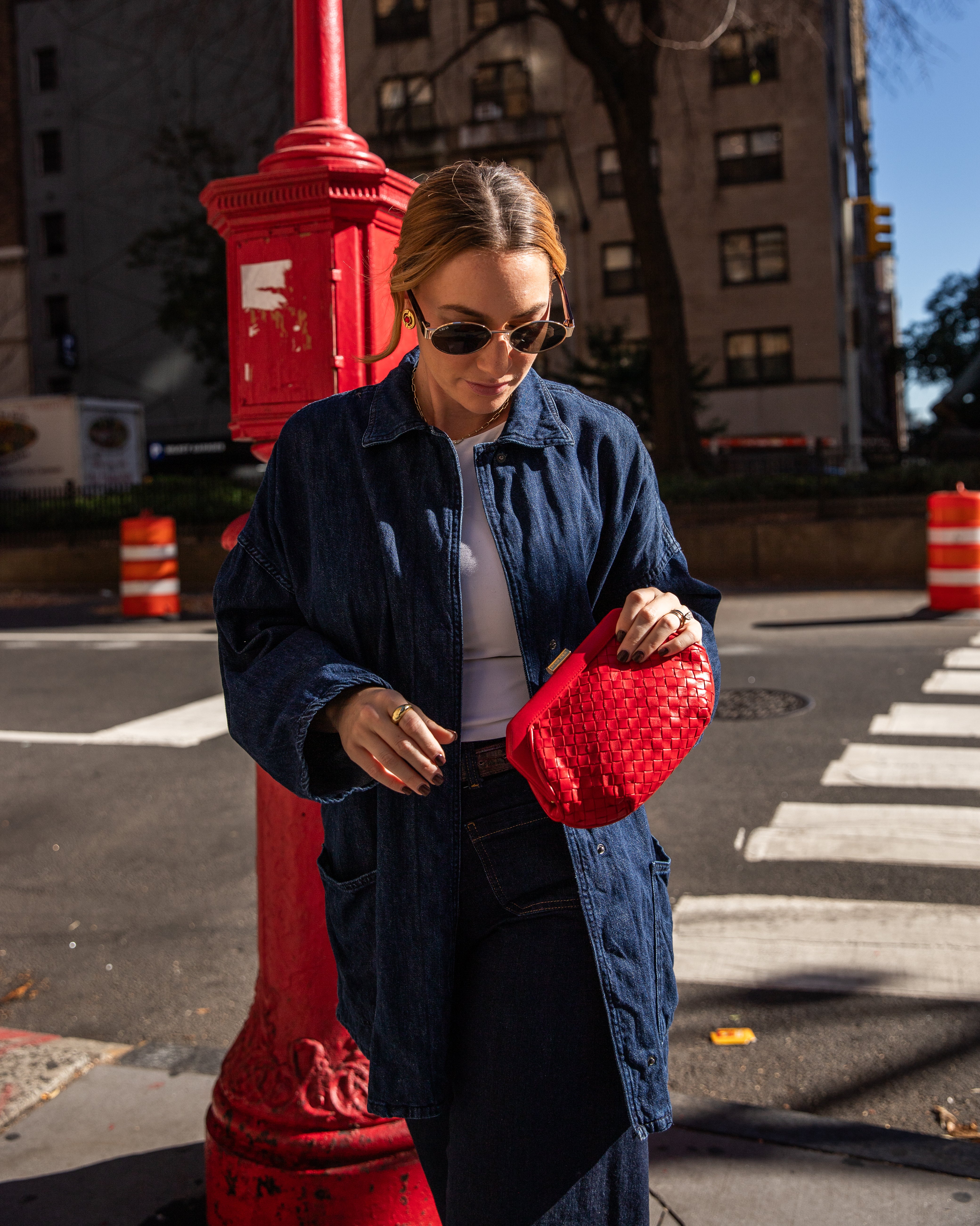 Vintage Bottega Veneta Red Leather clutch
