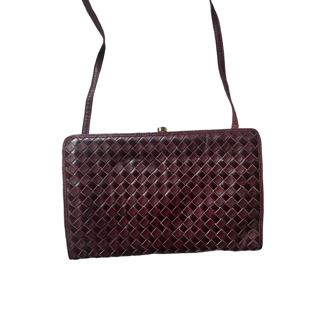 Bottega Veneta Vintage burgundy shoulder Bag purse leaher weave