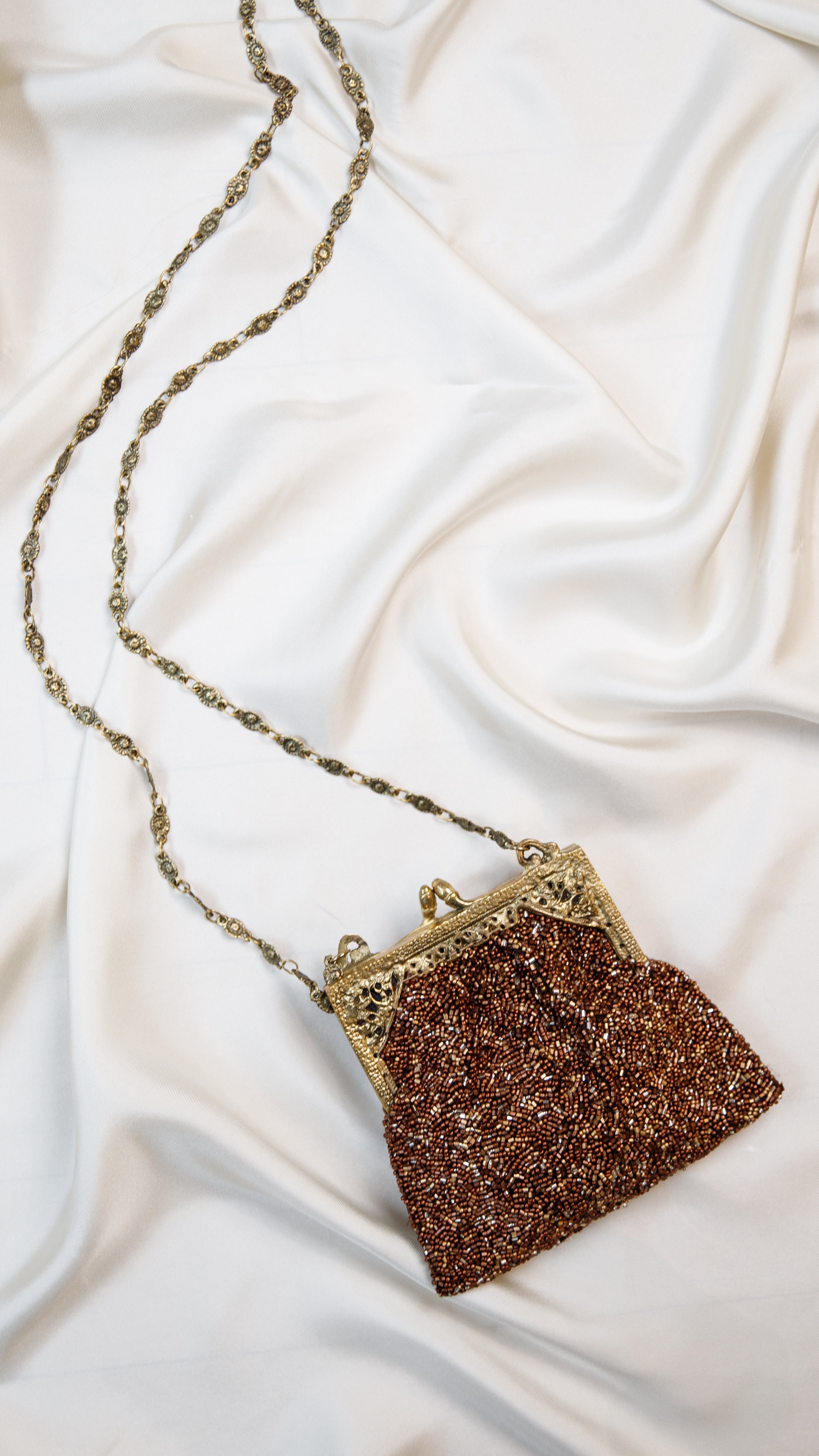 Hand made vintage inspired one of a kind fully beaded Mini pochette evening bag Island to East Side X the Vintage New Yorker