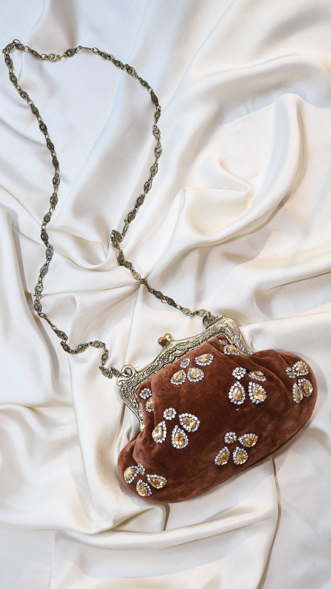 Hand made vintage inspired one of a kind velvet jeweled evening bag Island to East Side X the Vintage New Yorker