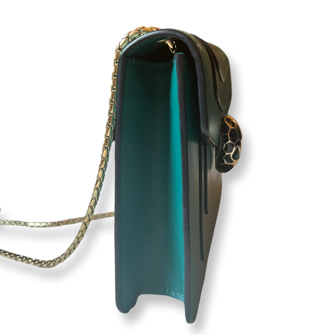 Bvlgari Serpentini Emerald Green Leather Bag