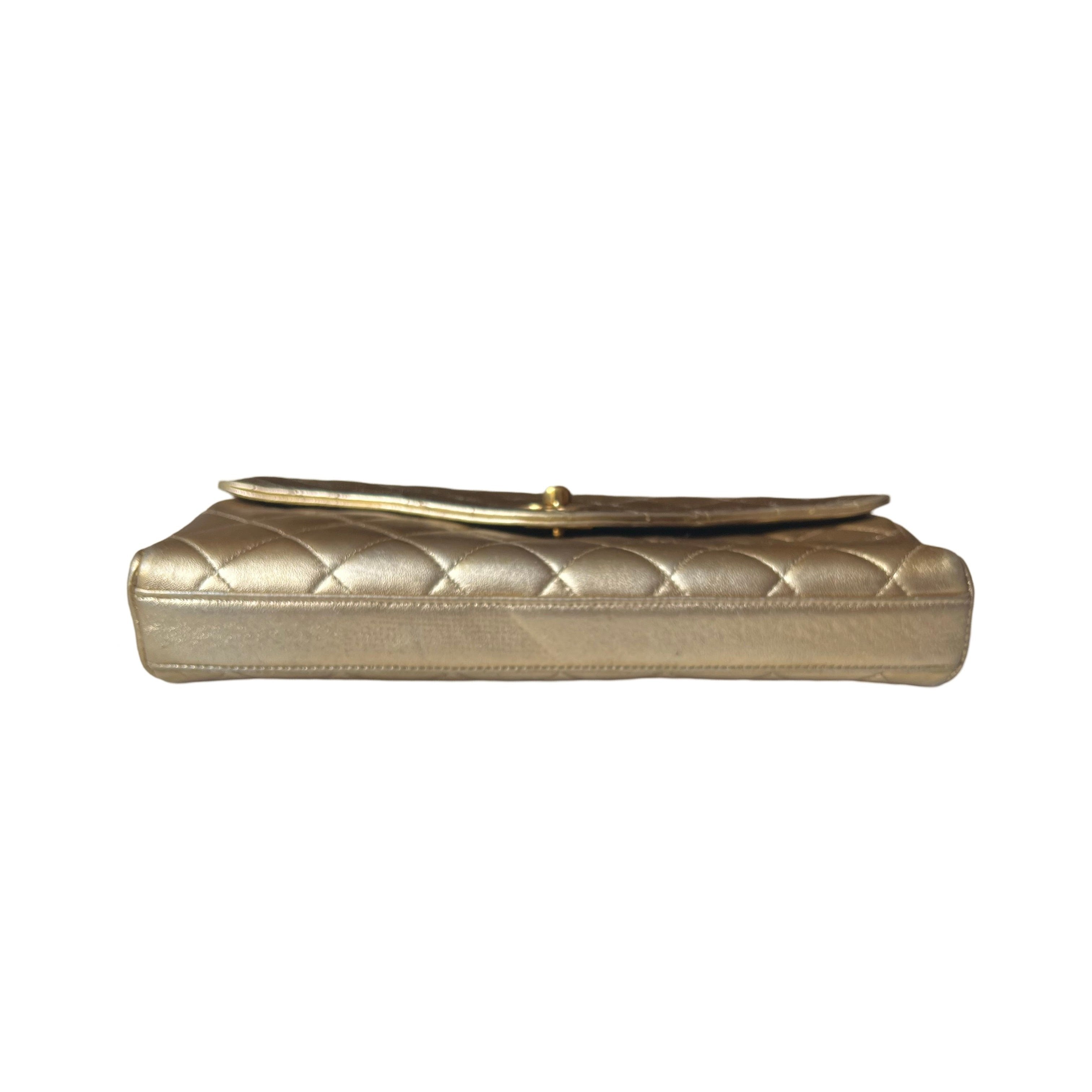Vintage Chanel Clutch Gold Flap