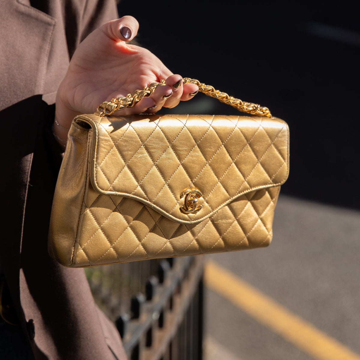 Chanel Gold Chanel Quilted Flapbag Star Coin Small 7 Calfskin Metallic  main image 3