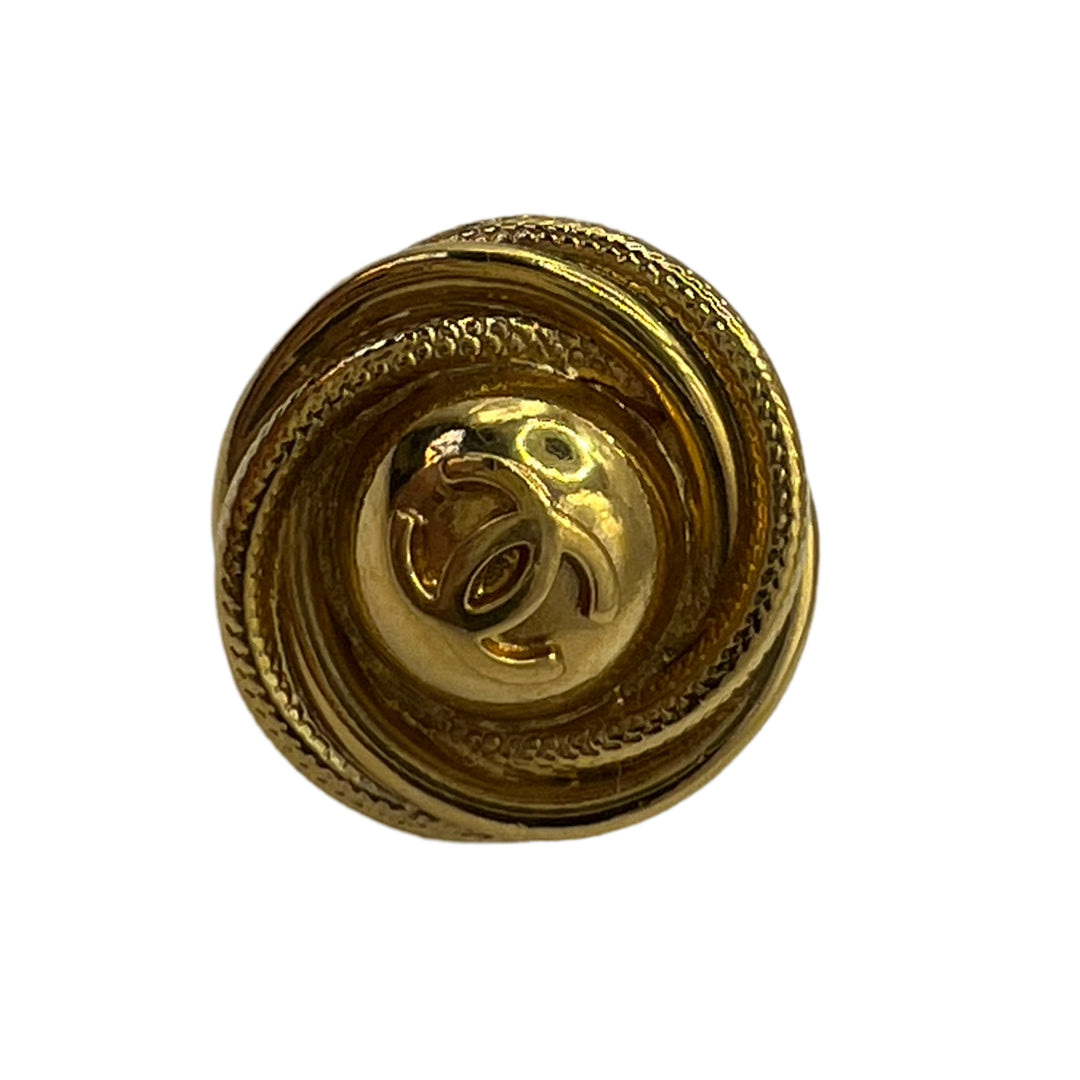 Vintage Gold Chanel Earrings Round cc studs