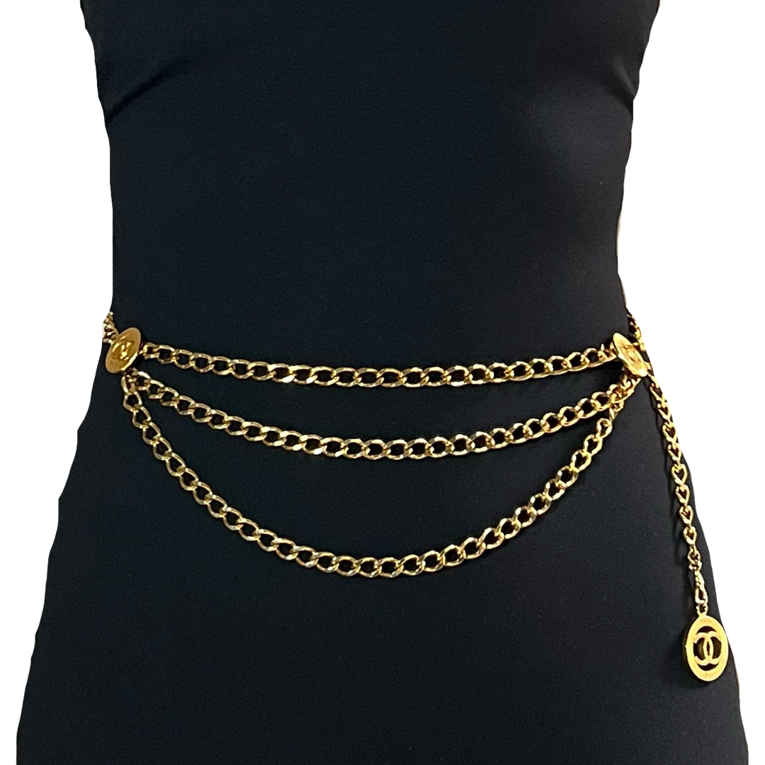 Coco mark gold vintage chanel belt