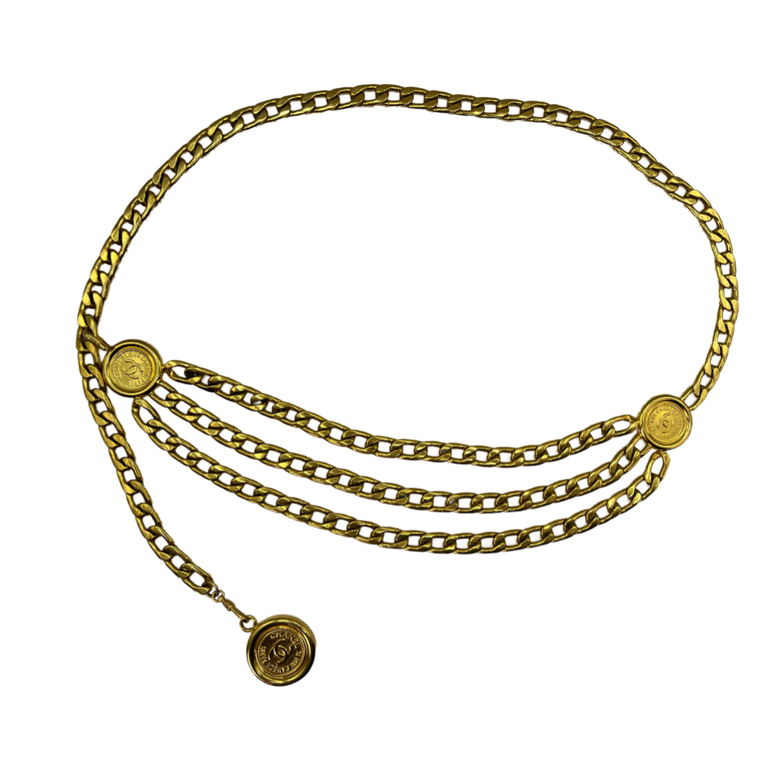 Gold Chanel Vintage Chain Belt Retro Gold