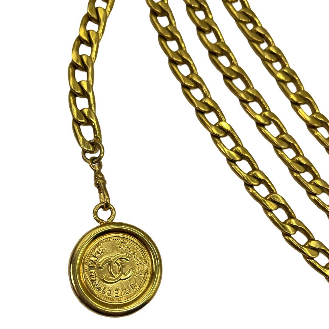Chanel Vintage Gold Chain Belt Heavy Logo Coins