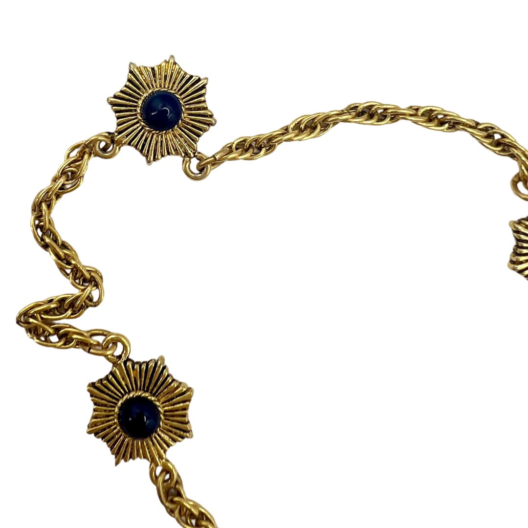 Vintage Chanel glass stone necklace gold