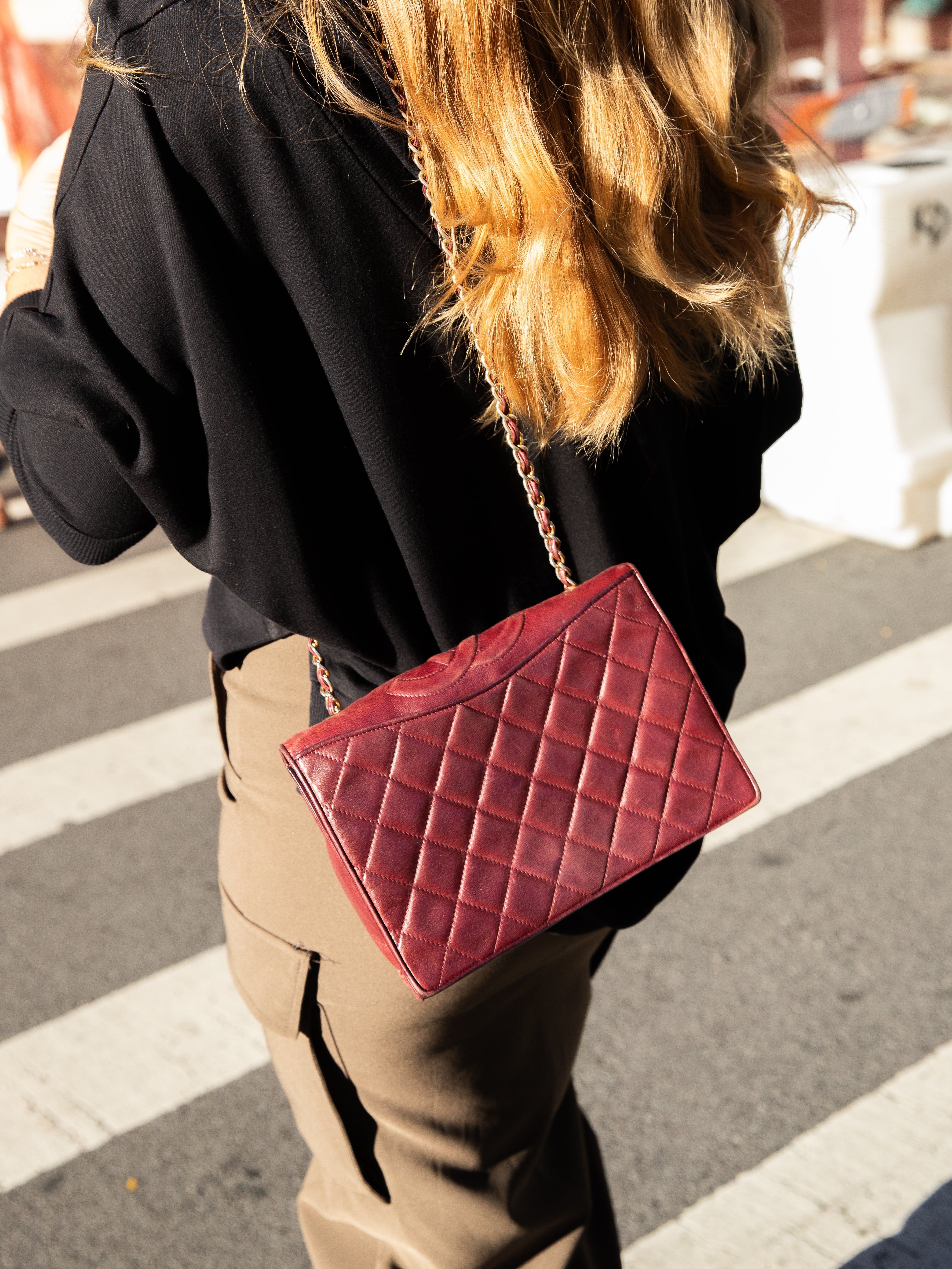 Vintage Chanel Oxblood Leather quilted flap bag