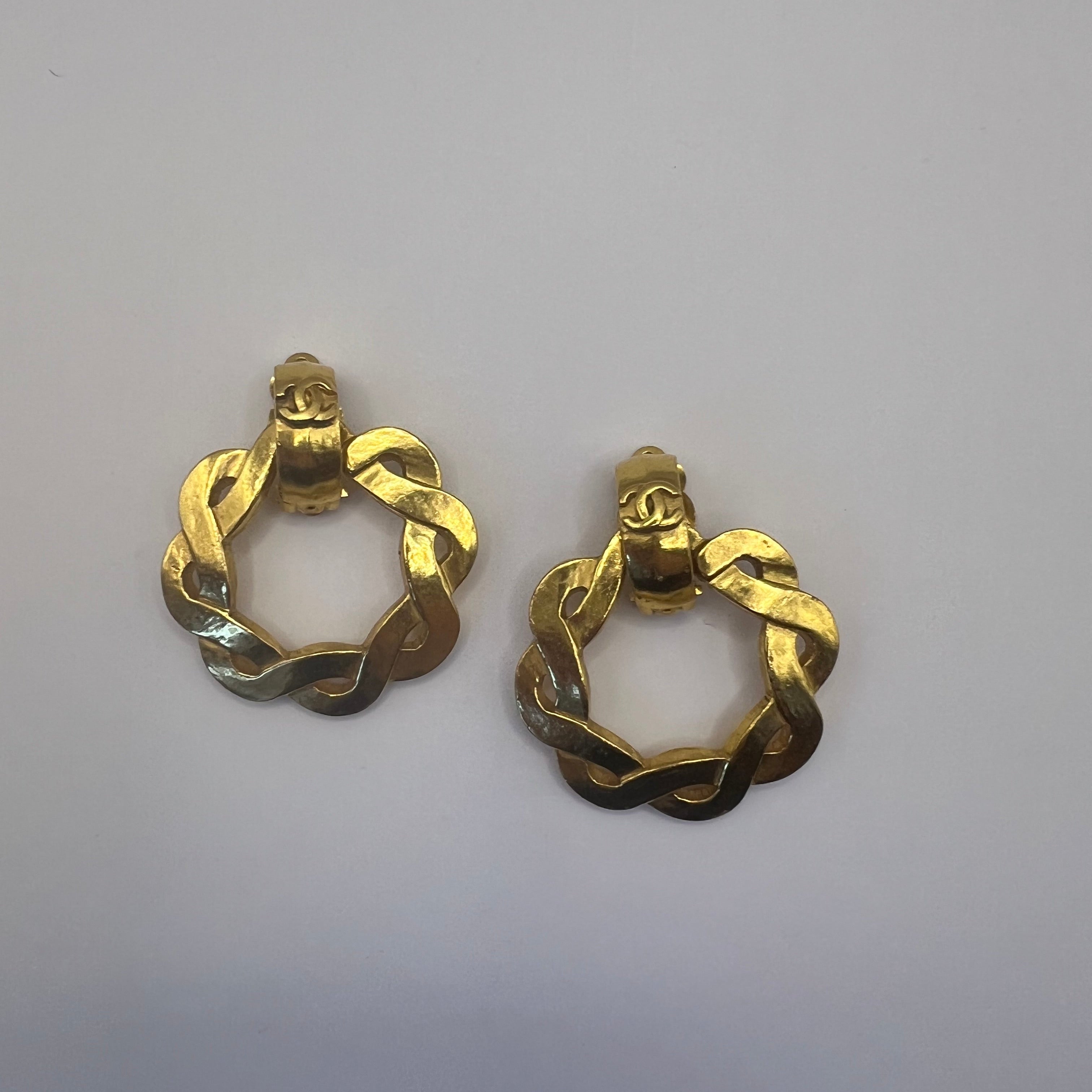 Chanel Vintage Door Knocker Hoop Earrings
