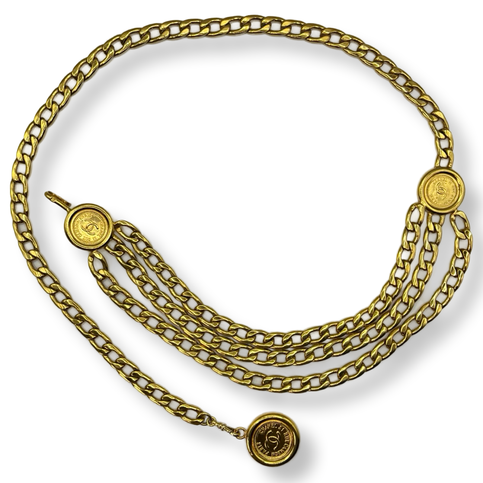 authentic vintage chanel chain belt heavy gold plated
