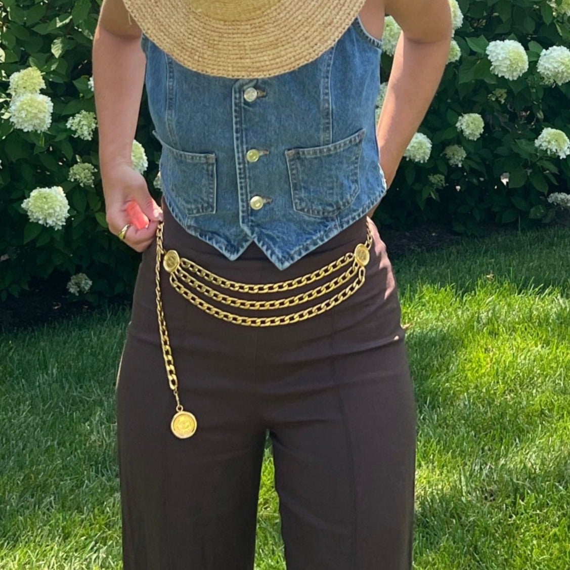 Chanel gold vintage cuban chain belt