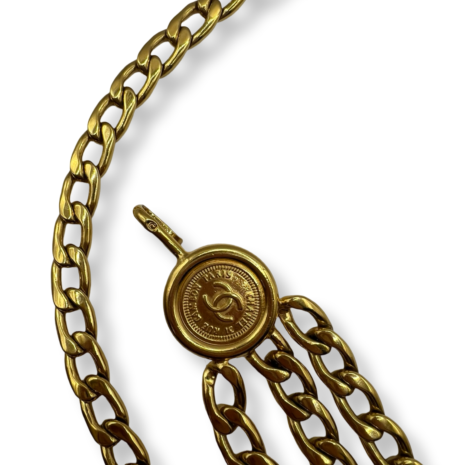Chanel vintage gold plated heavy weight chain belt authentic