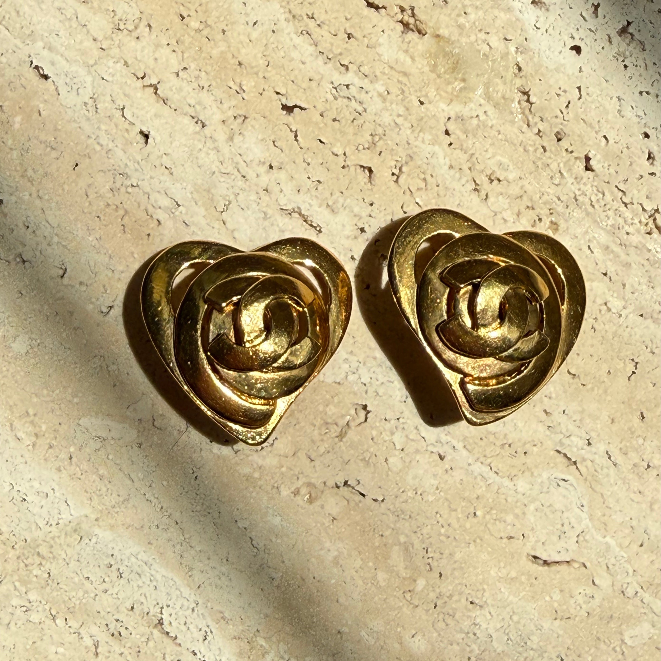 Authentic Chanel Vintage 90s Herat Shaped earrings from Karl Lagerfeld Barbie collection