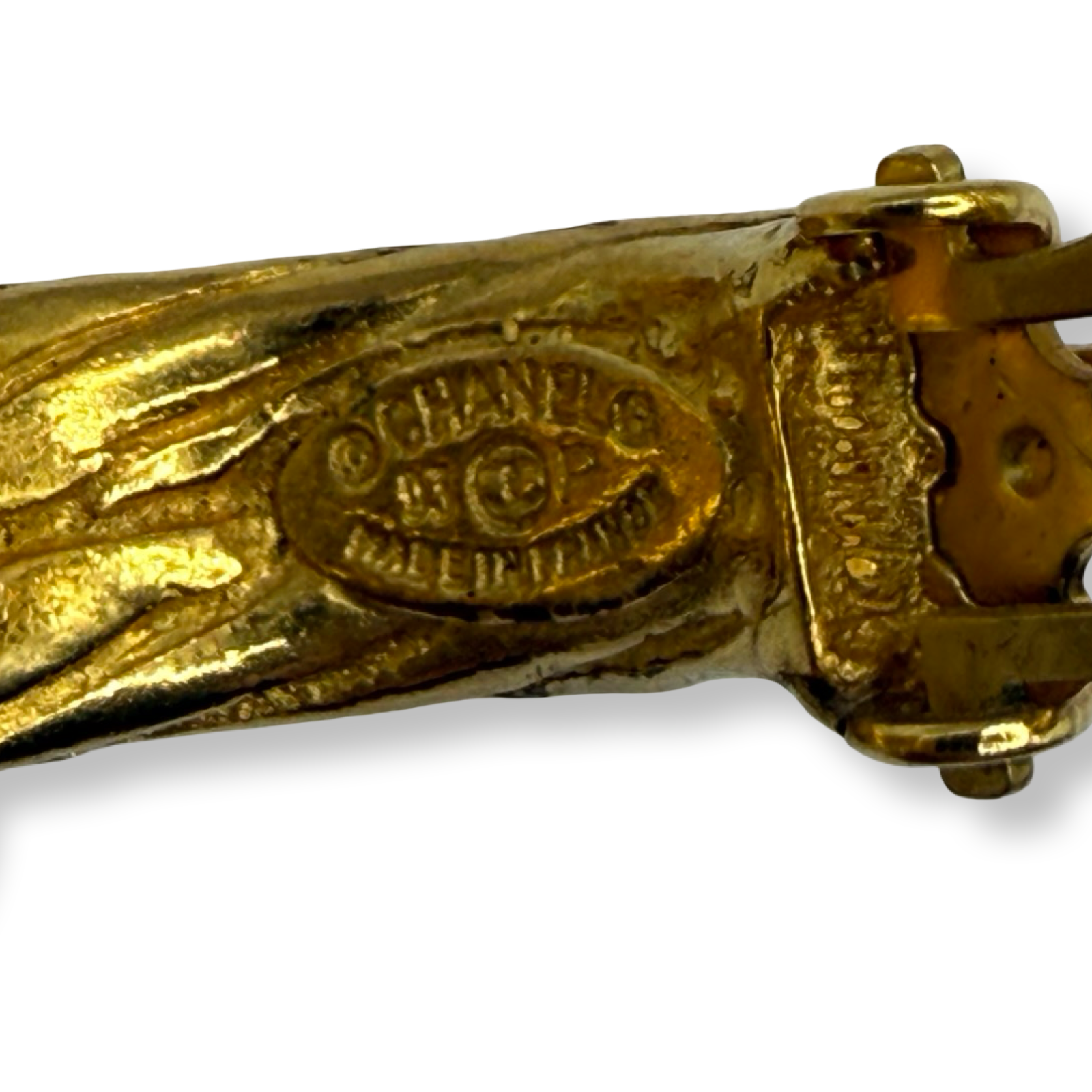 Chanel vintage authentic CC gold twisted rope style earrings big dangle