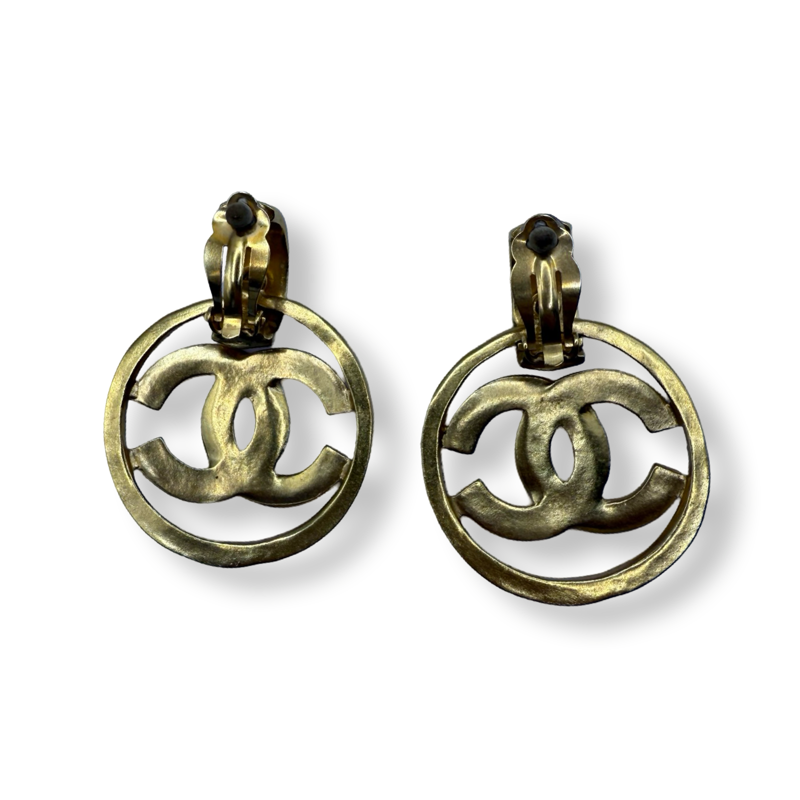Chanel Vintage CC Huge Earrings Gold Authentic