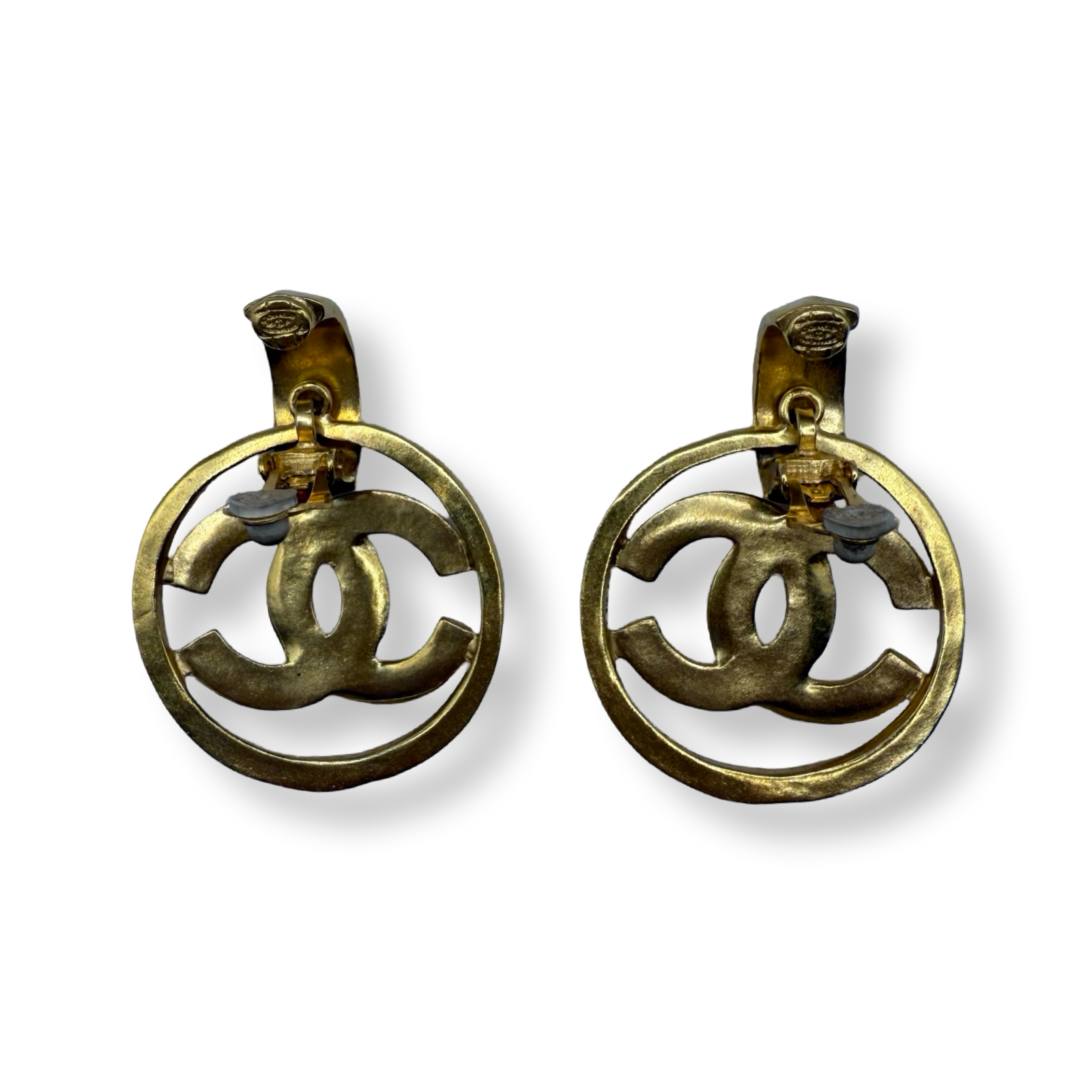 Chanel vintage 96 authentic gold plated CC oversized door knocker earrings