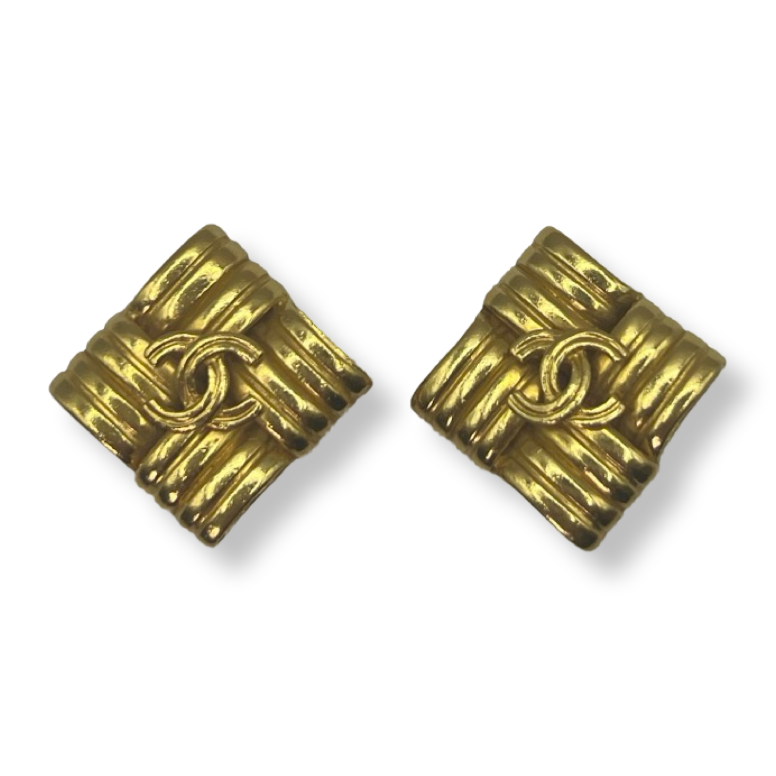 Chanel Vintage Authentic Gold Earrings CC
