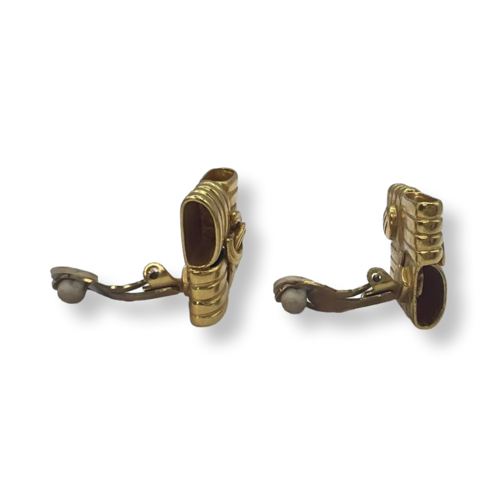 Chanel Authentic Vintage Gold Square stud earrings coco mark