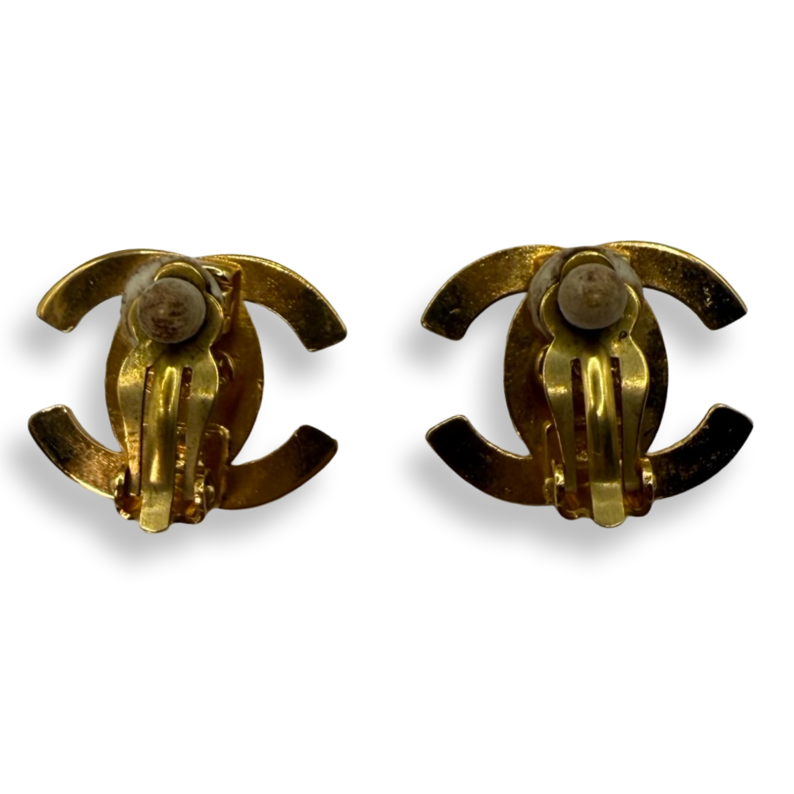 Chanel vintage authentic cc logo turnlock earrings