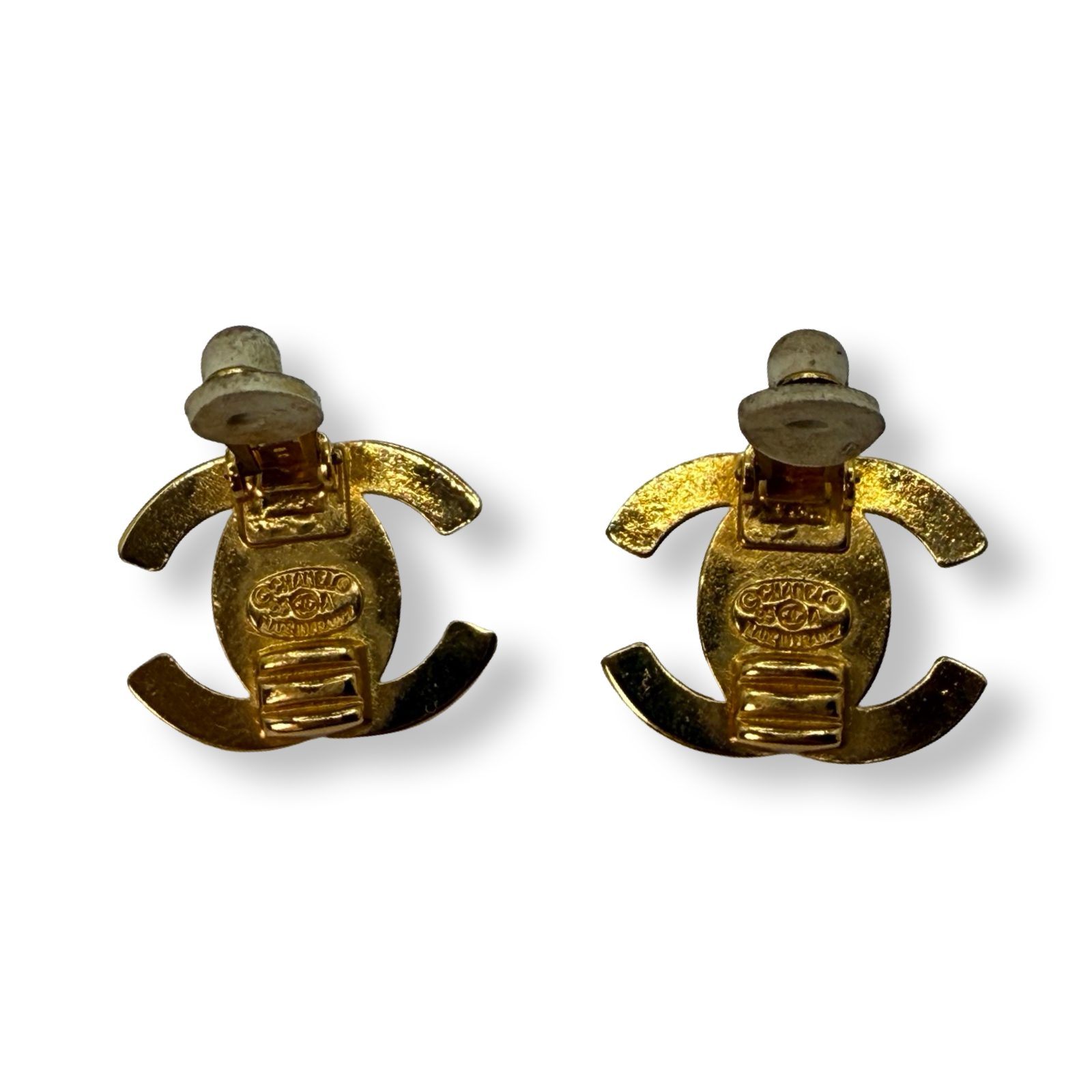 Chanel Vintage CC Turnlock Earrings 1995 authentic gold clip on