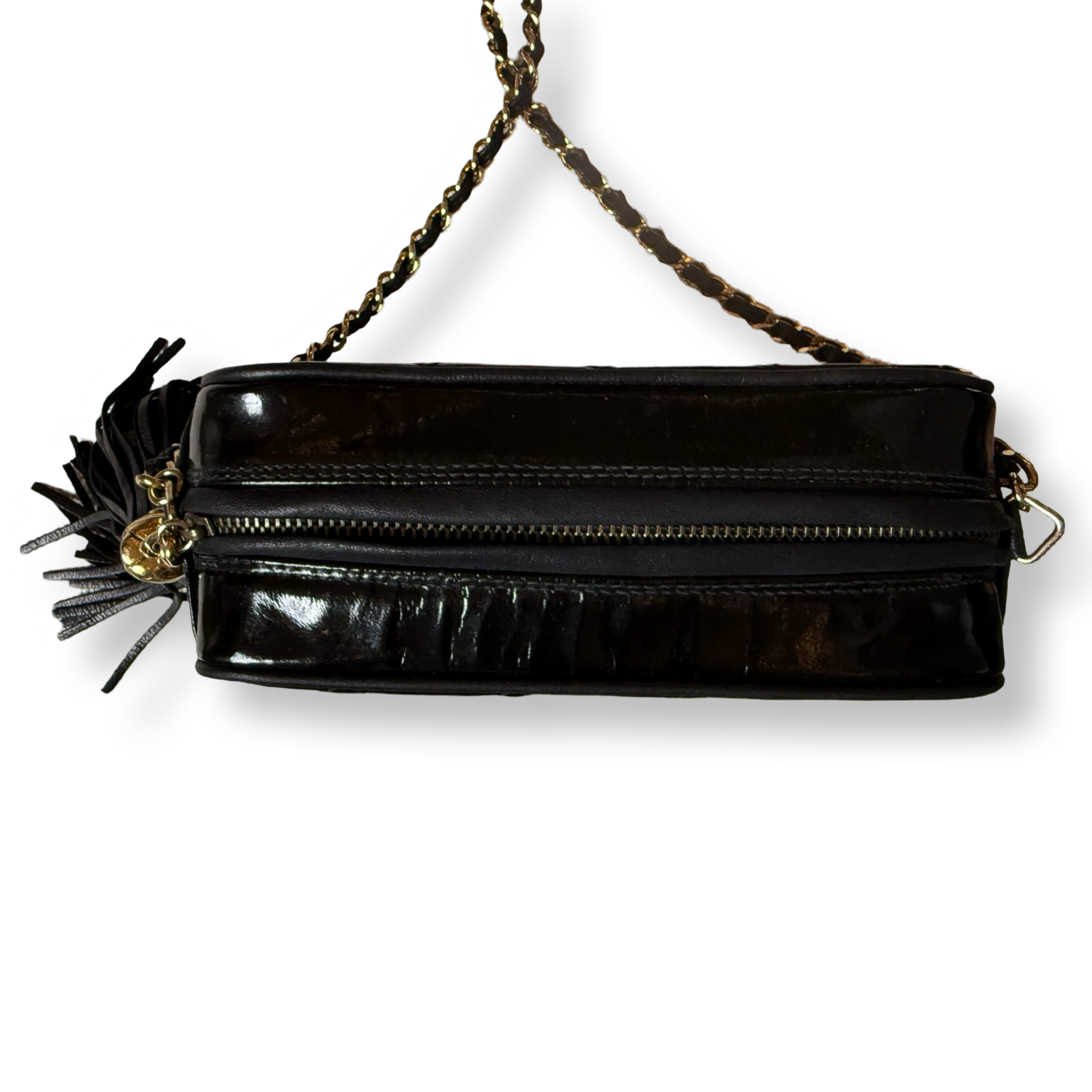 Chanel authentic patent leather vintage camera bag black