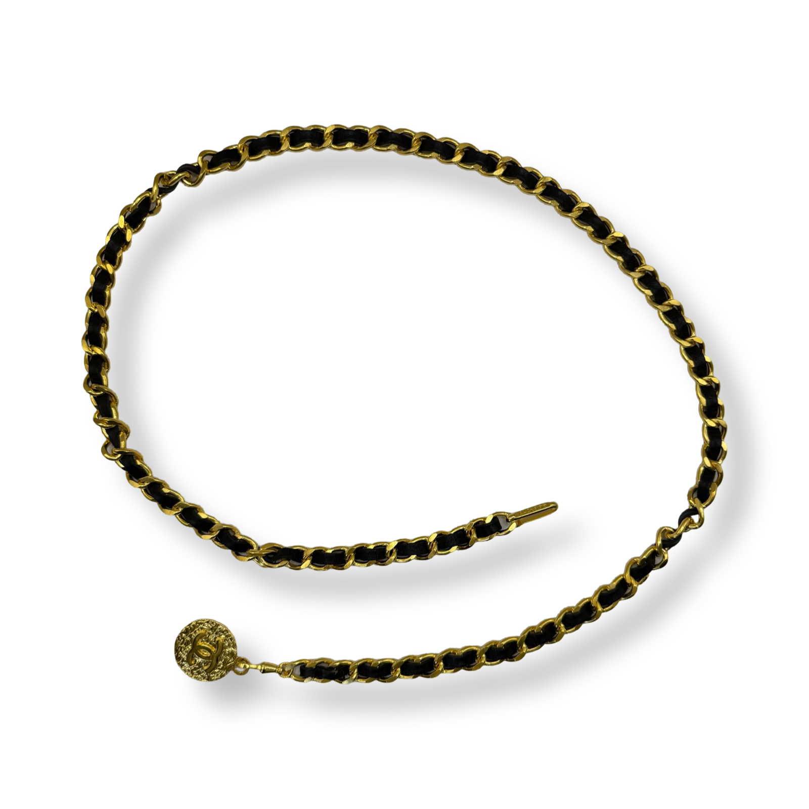 Chanel vintage 1982 chain belt with leather black