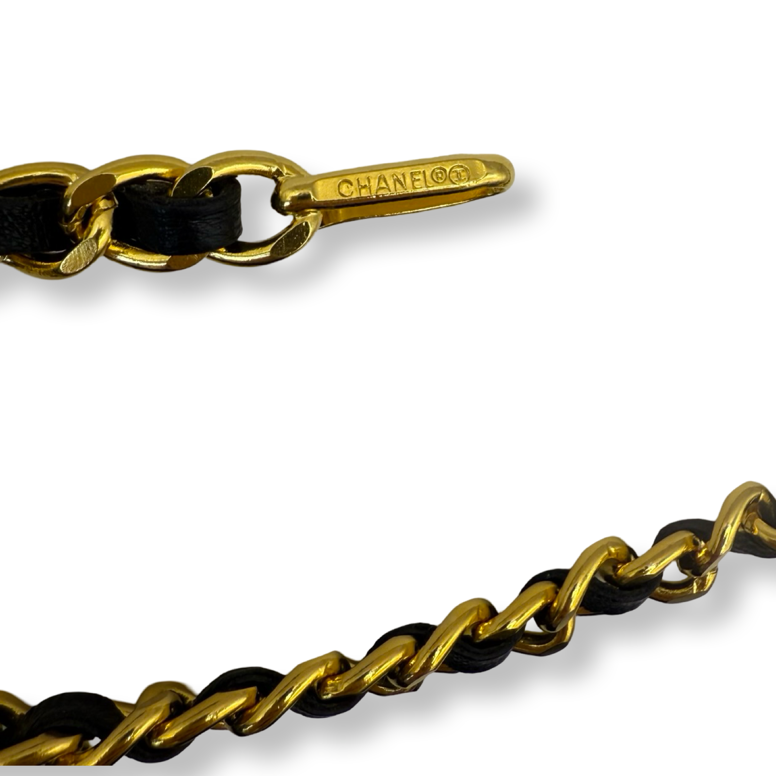 Chanel Vintage Leather Belt Chain size small