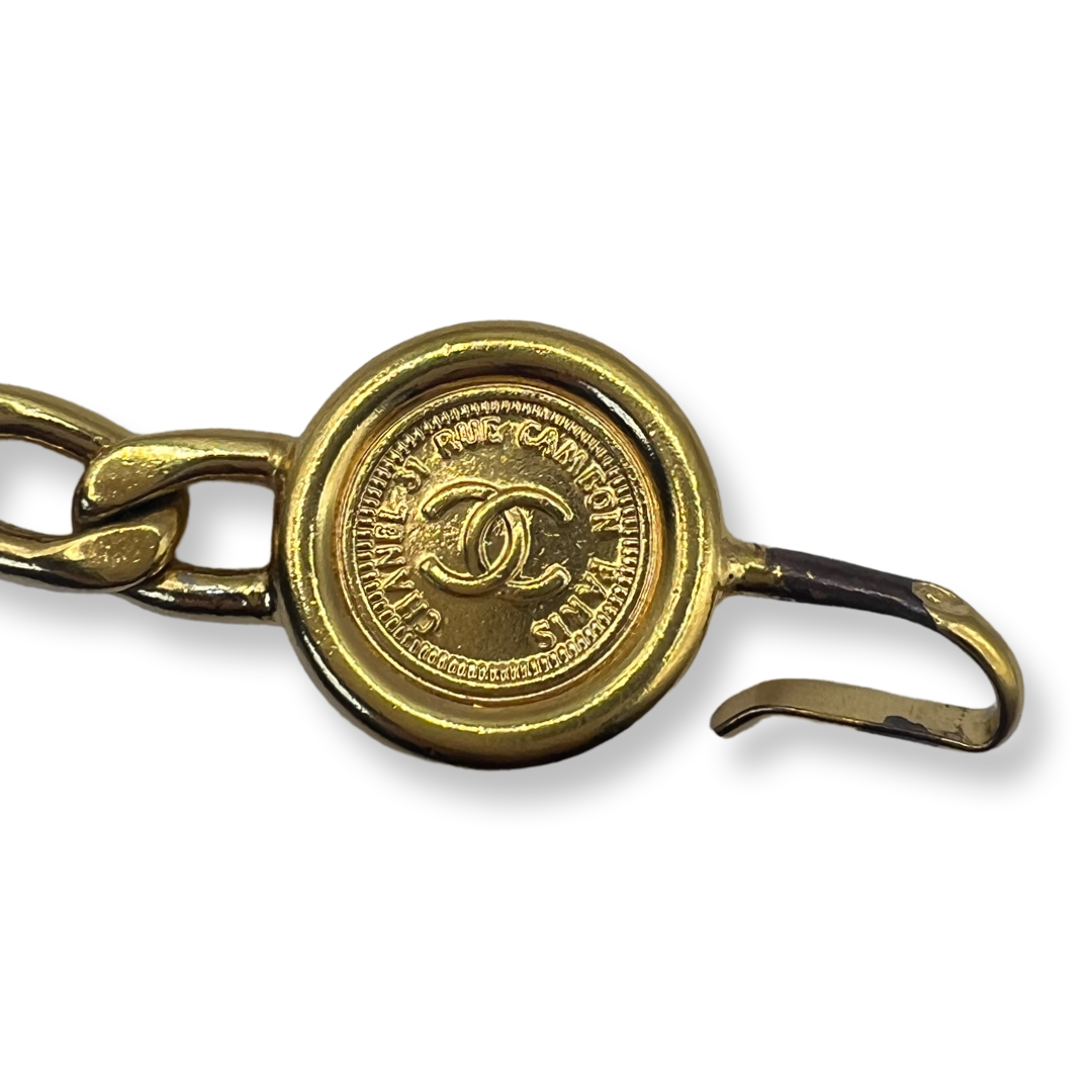 Vintage Chanel Rue Cambon CC Charm Chain Belt Gold