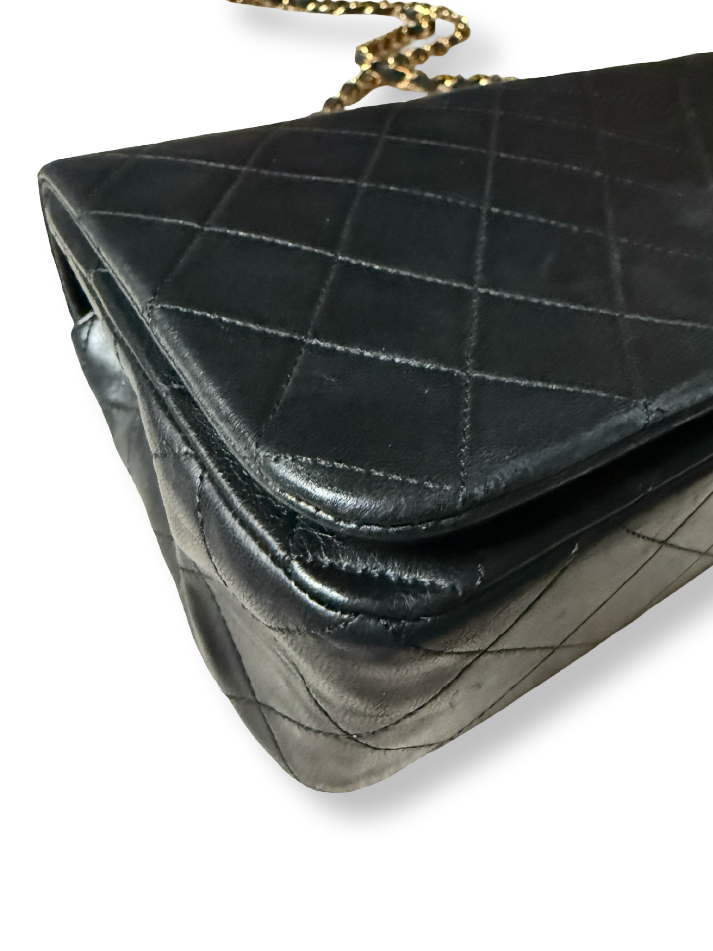 Chanel Vintage Classic Full Flap authentic black lambskin gold hardware 90s