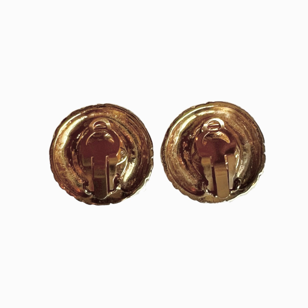 Chanel Gold 90s retro earrings round