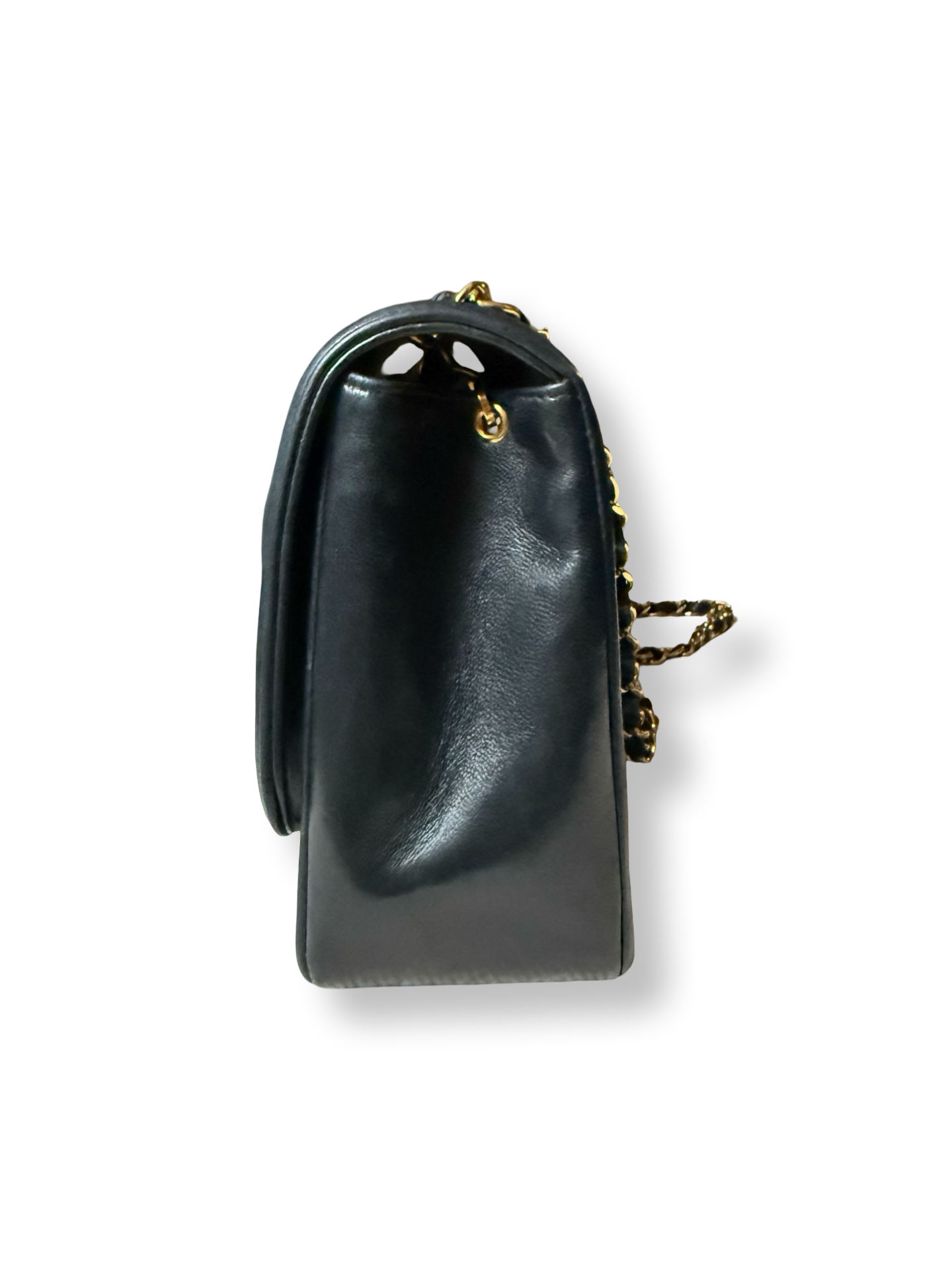 Vintage 90s Chanel Authentic Diana Flap bag medium Black Lambskin 24k Gold Hardware