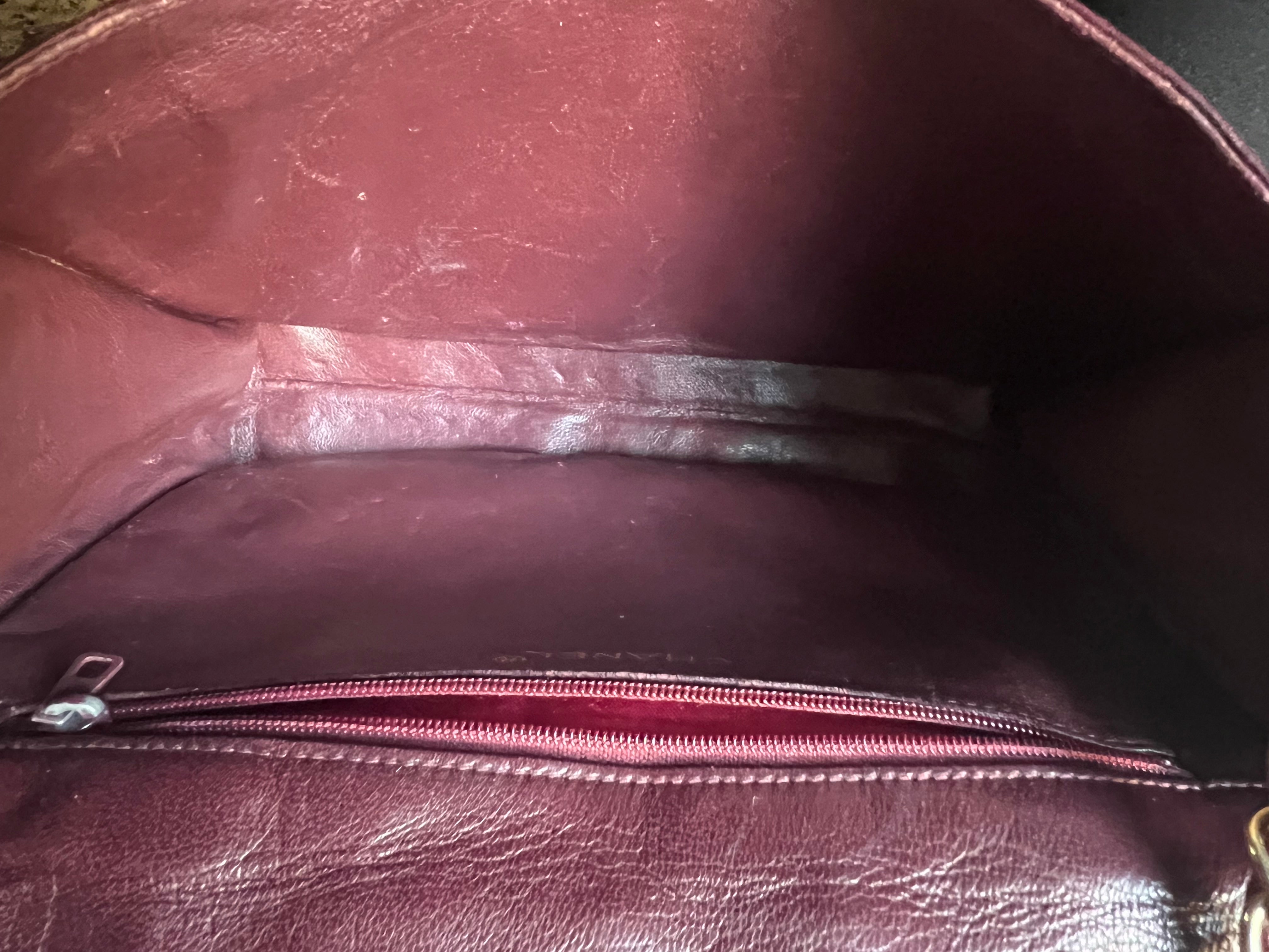 vintage chanel cc mark quilted leather shoulder bag burgundy red wine