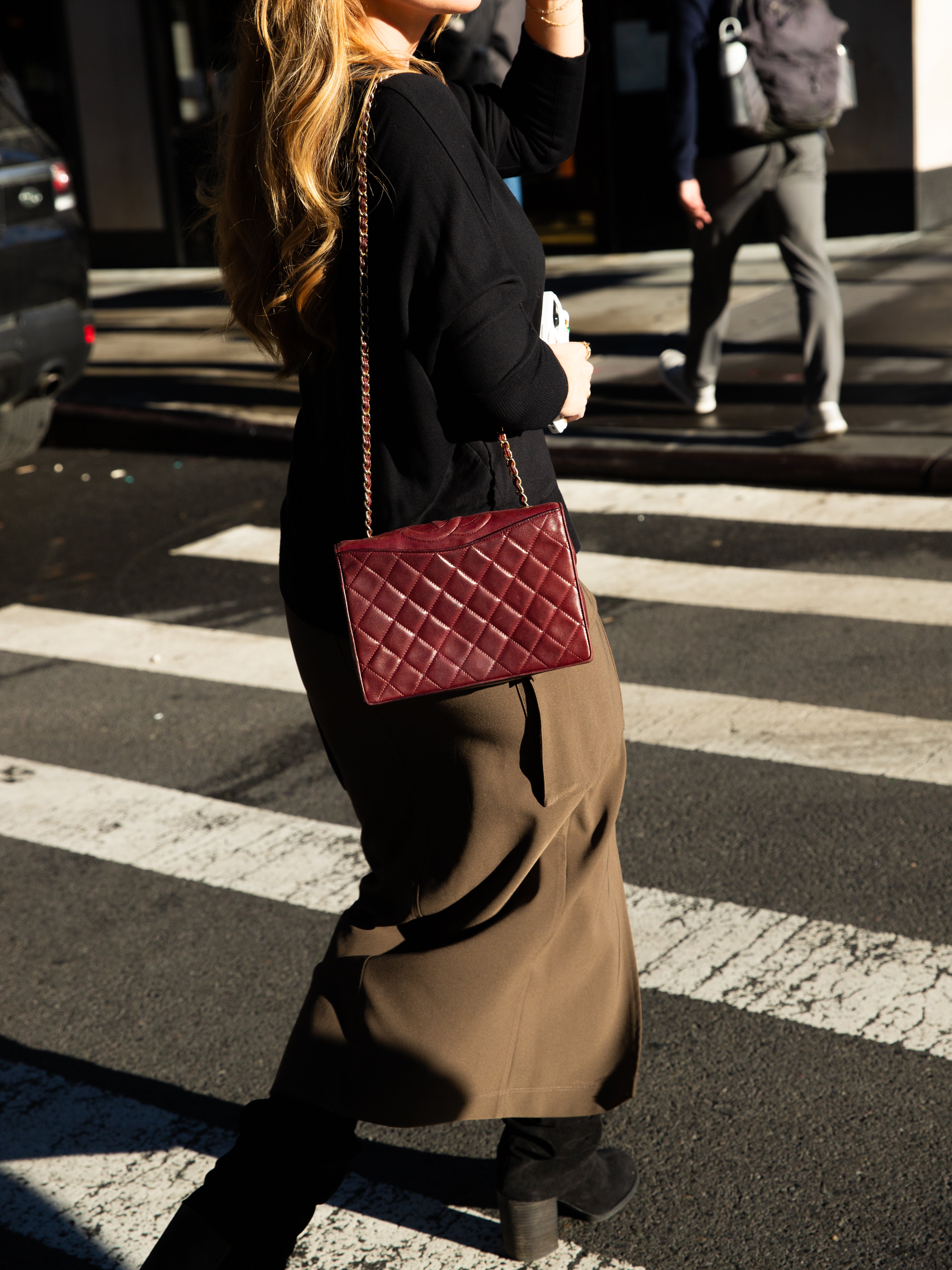 Vintage Chanel Burgundy Quilted CC Shoulder Bag