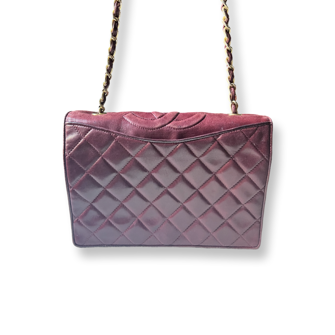 Vintage Chanel Burgundy Lambskin Quilted SHoulder Bag
