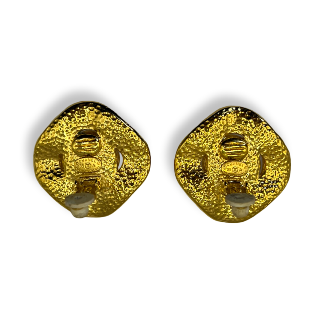 Vintage Chanel Authentic Logo Earrings Vintage Fall 95