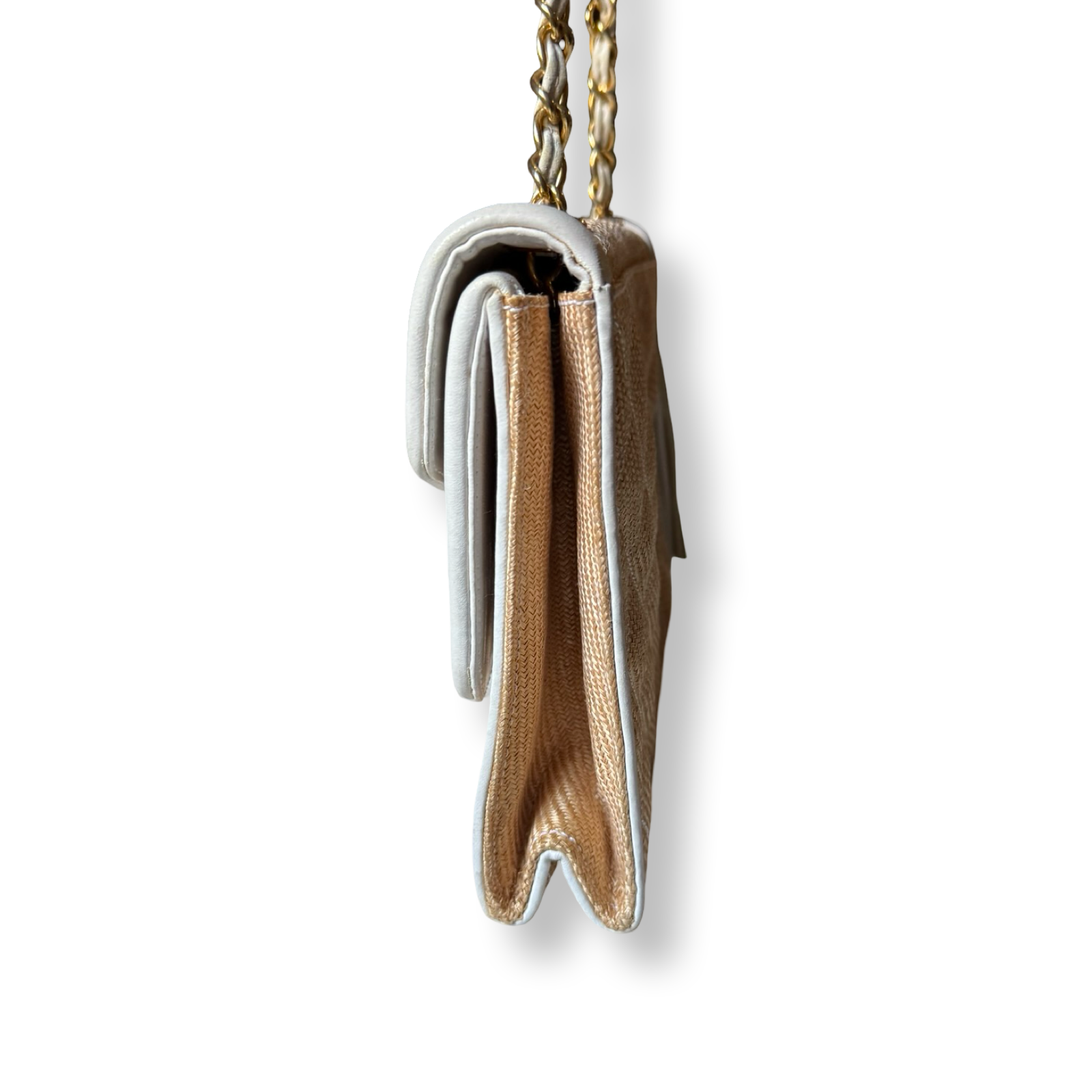 Chanel Vintage Raffia Tassel Double Flap