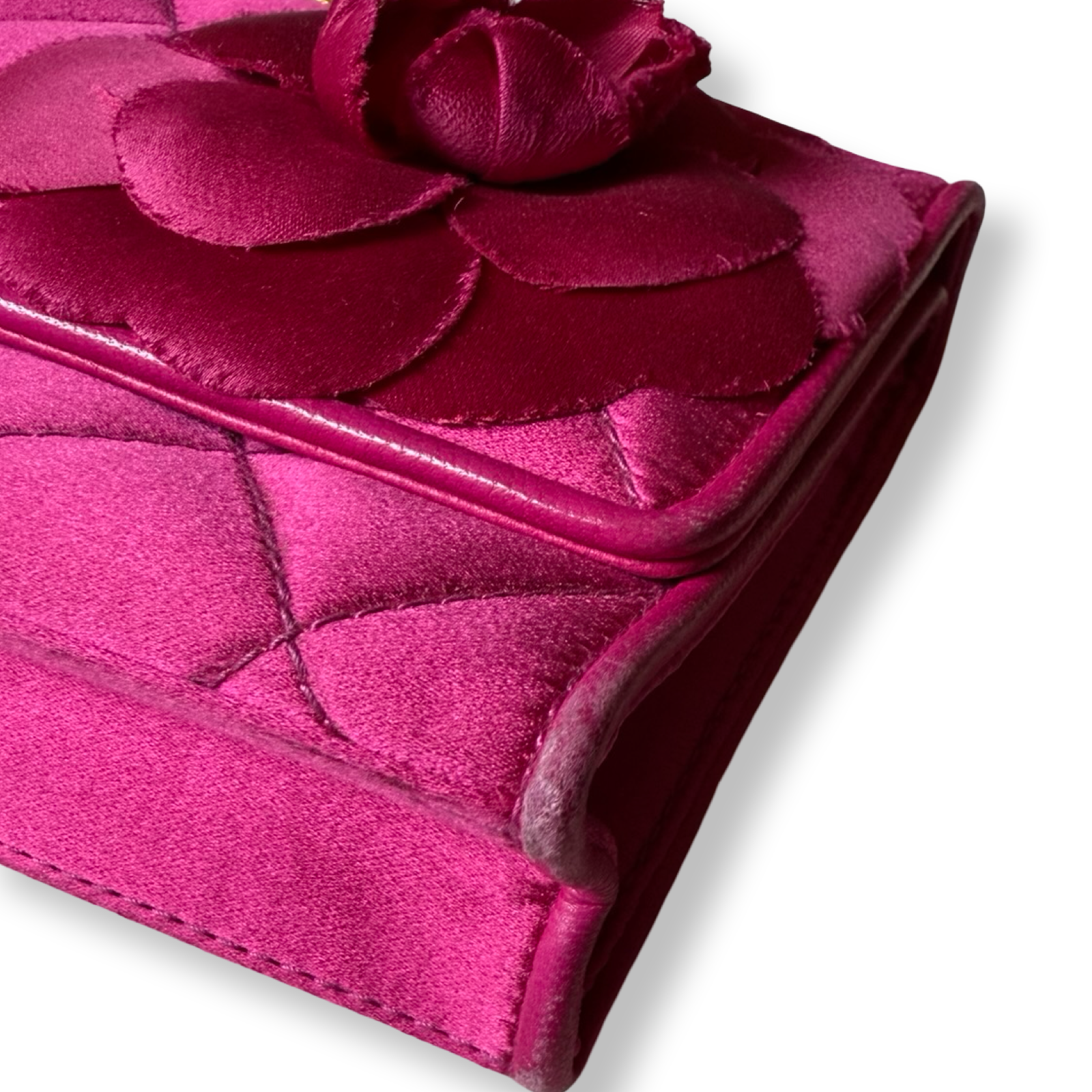 Chanel Vintage Satin Camellia Mini Flap  AUTHENTIC