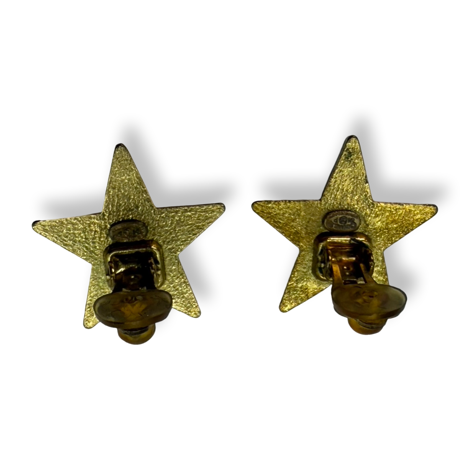 Chanel Vintage Authentic Yellow star-shaped earrings CC gold studs 00s y2k