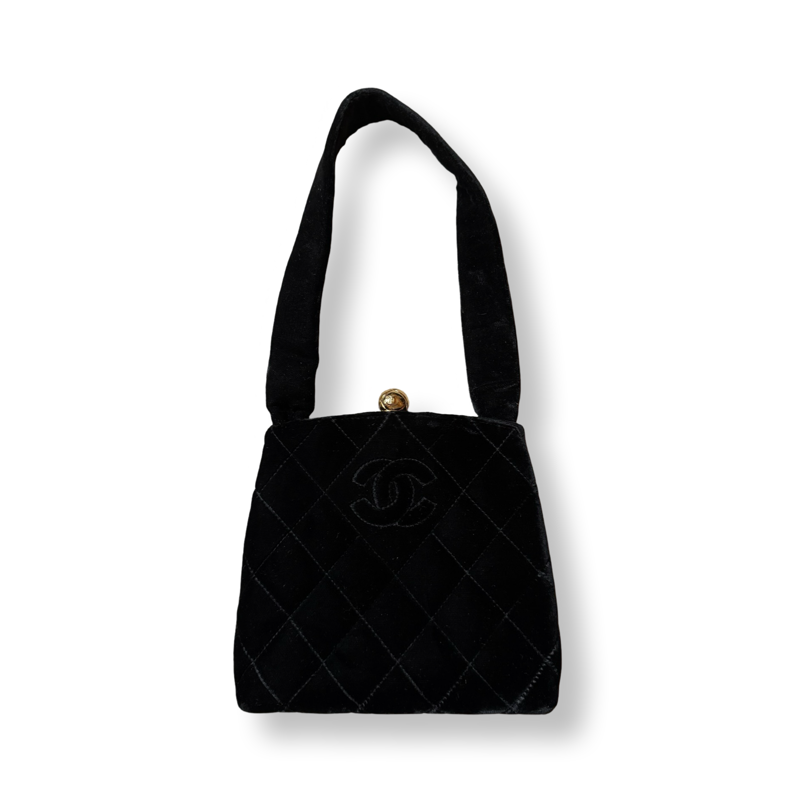 Chanel Authentic Vintage 90s black velvet hand bag